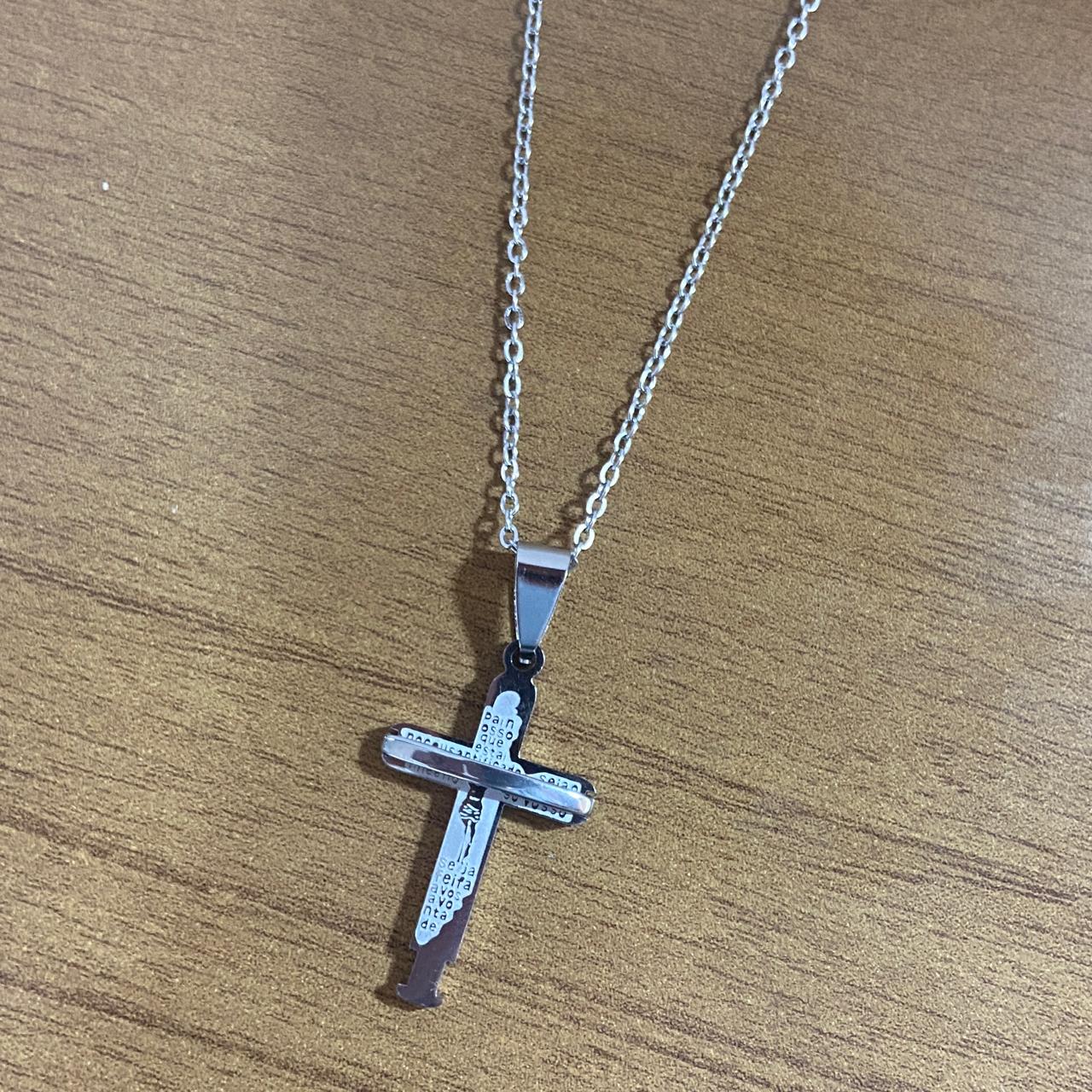CORRENTE AÇO INOX CRUCIFIXO PAI NOSSO MOD2 (1 UNIDADES)