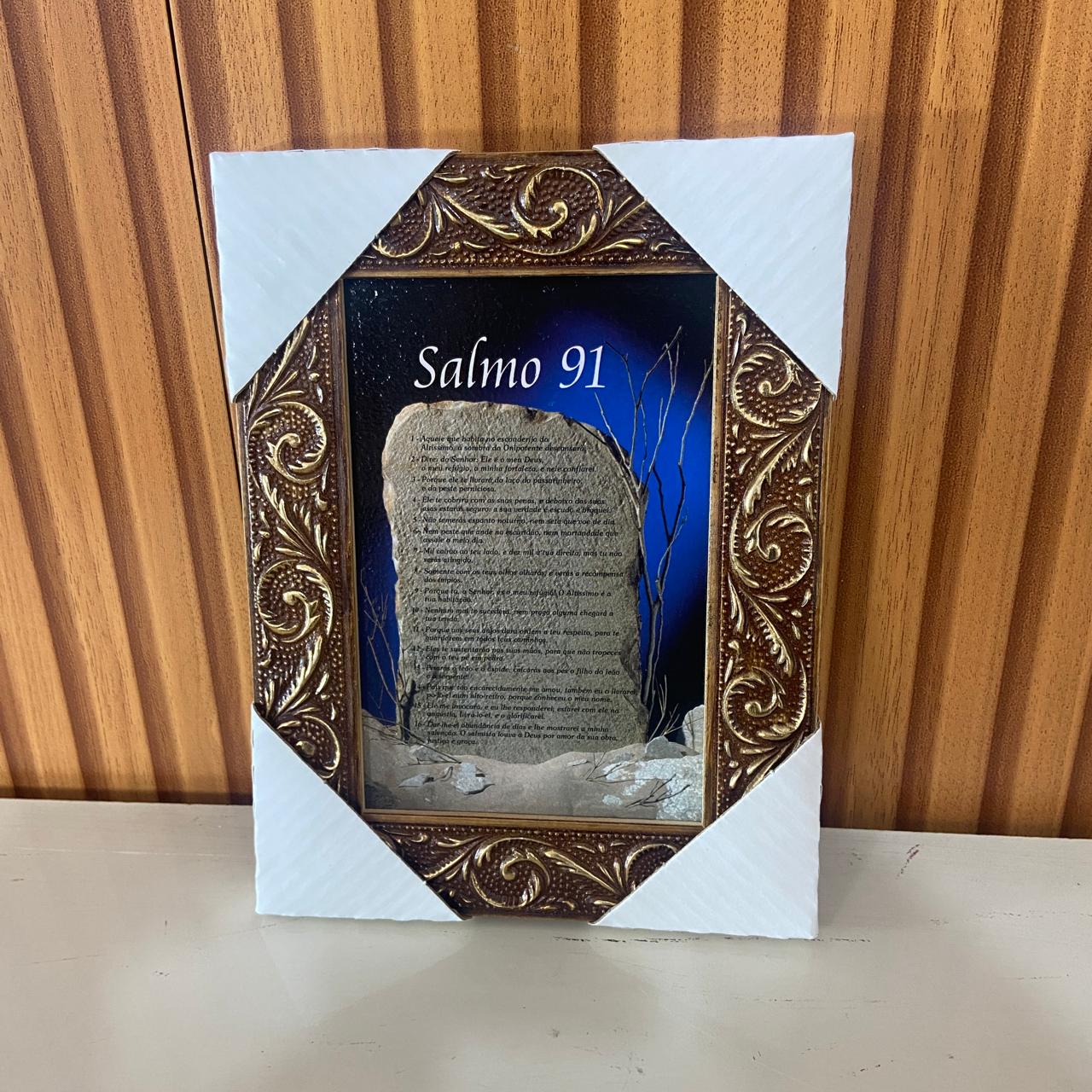 QUADRO COM MOLDURA RESINADO SALMO 91 - MOD2 20,5X15,5 (1 UNIDADE)