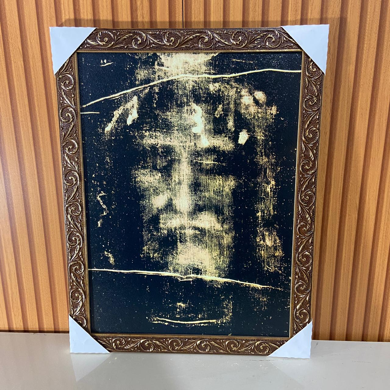 QUADRO COM MOLDURA RESINADO SAGRADA FACE 44CMX34CM (1 UNIDADE)