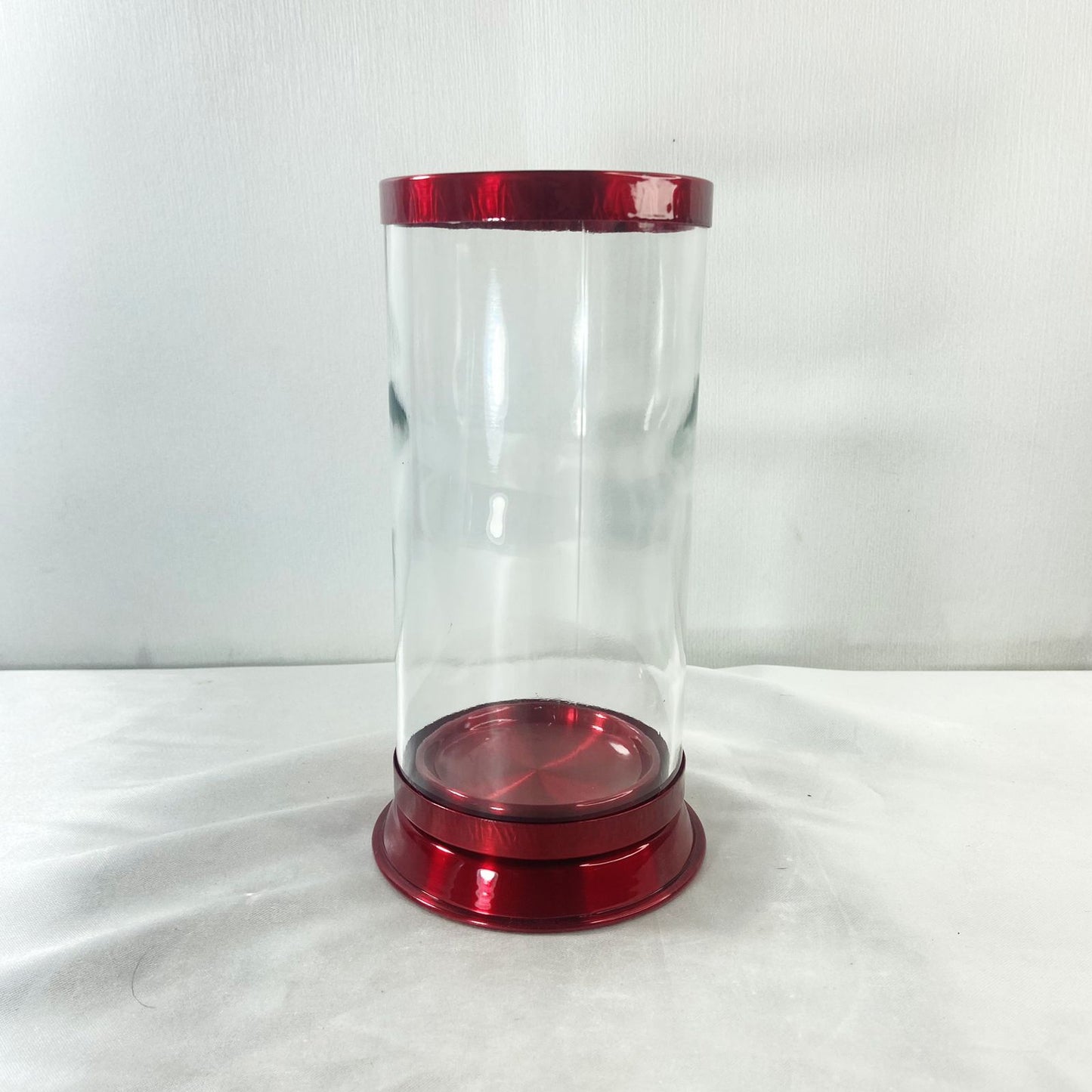 PORTA VELA DE VIDRO G VERMELHO 18CM (1 UNIDADE)