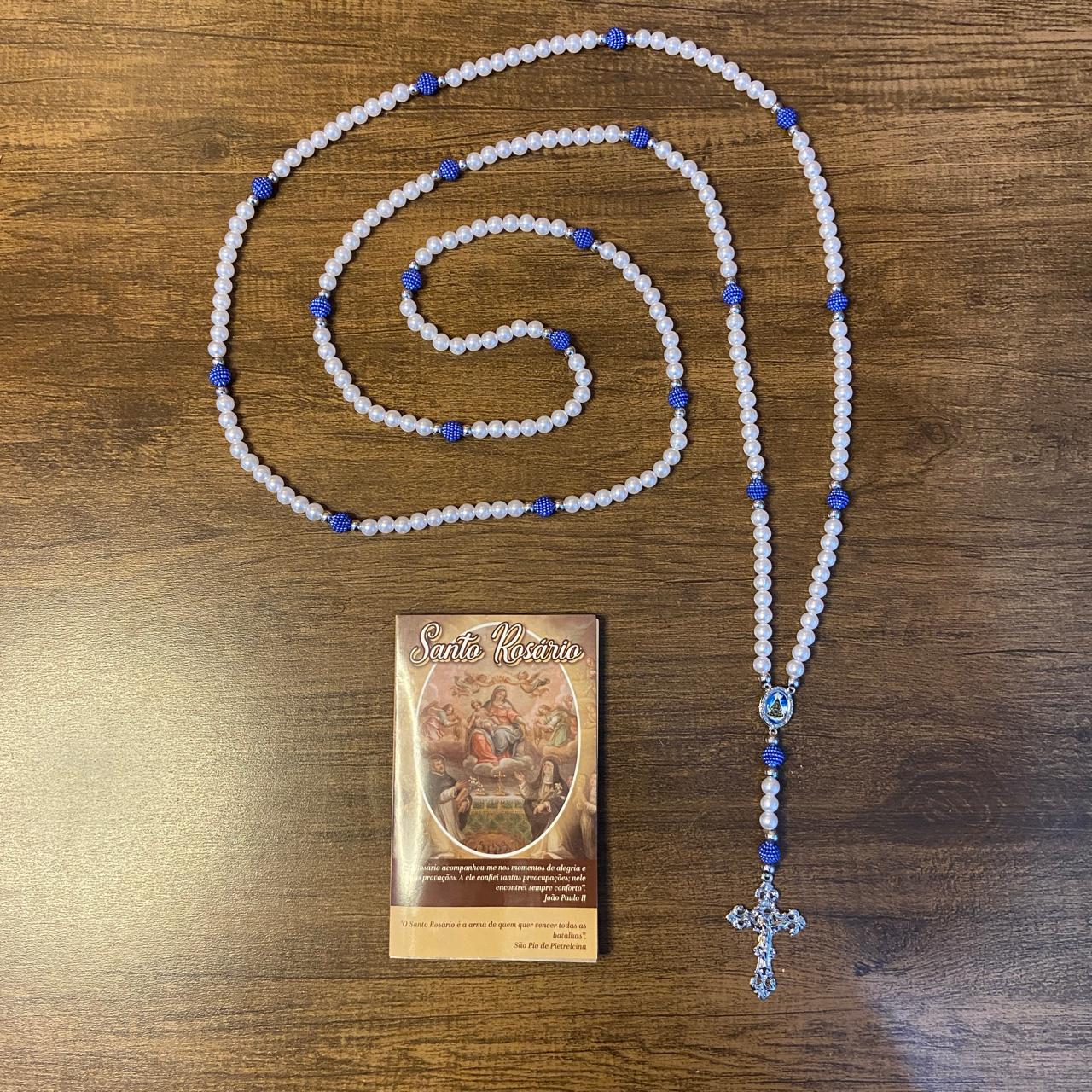 ROSÁRIO PÉROLA BRANCA NOSSA SENHORA APARECIDA 8MM MOD2 (1 UNIDADE)