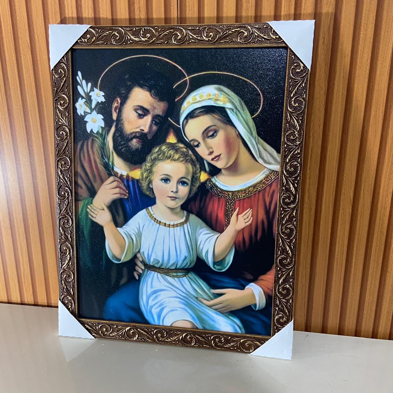 QUADRO COM MOLDURA RESINADO SAGRADA FAMÍLIA 44CMX34CM (1 UNIDADE)