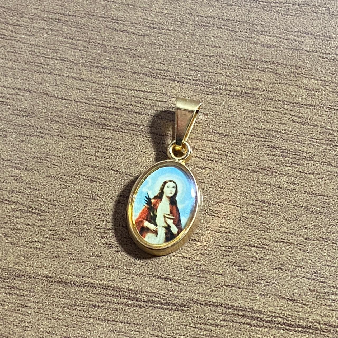 PINGENTE DOURADO RESINADO SANTA LUZIA (6 UNIDADES)