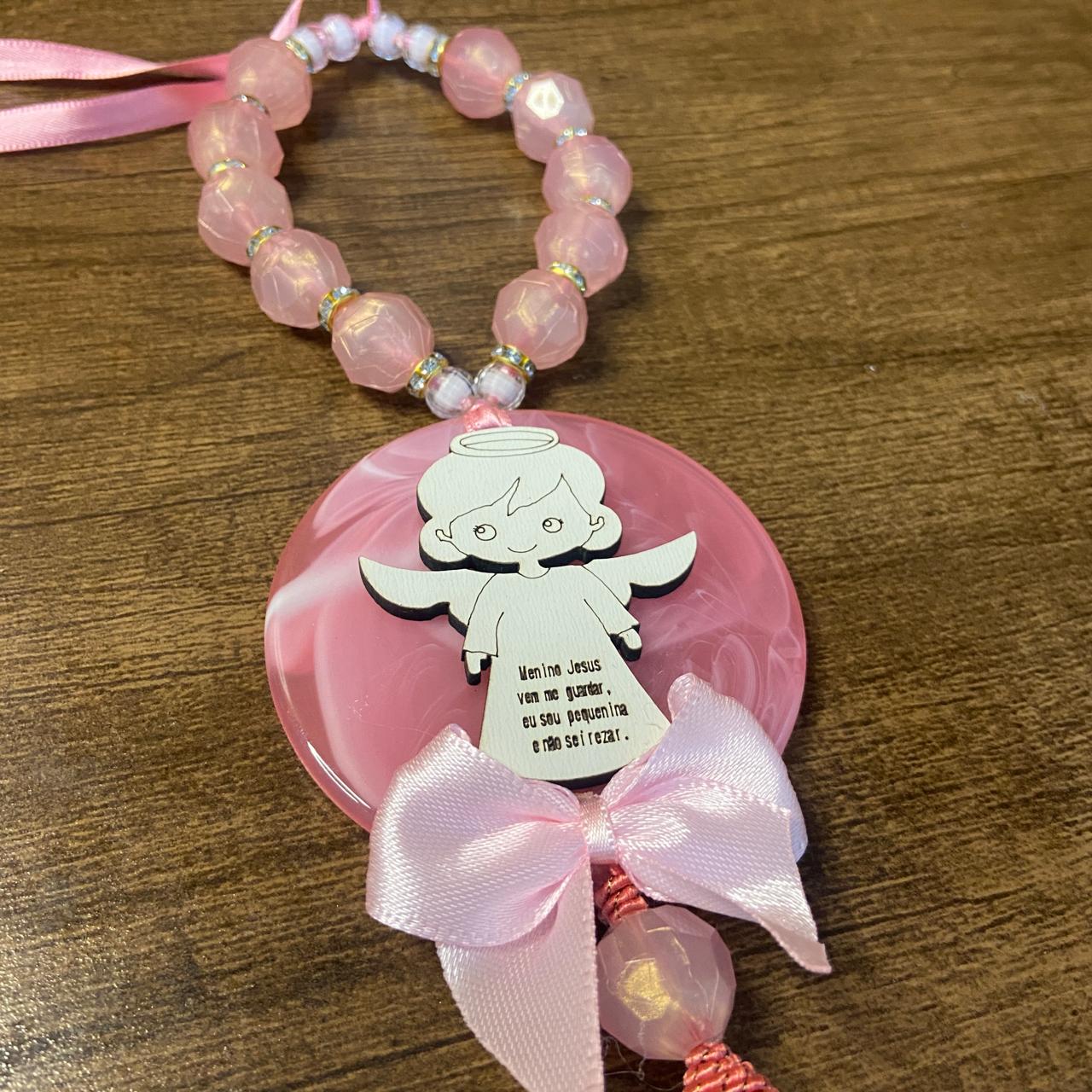DEZENA ACRÍLICA MEDALHÃO DE RESINA ANJINHO ROSA 16MM (1 UNIDADE)