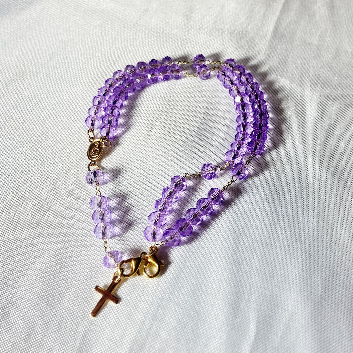 TERÇO PULSEIRA CRISTAL LILÁS (3 UNIDADES)