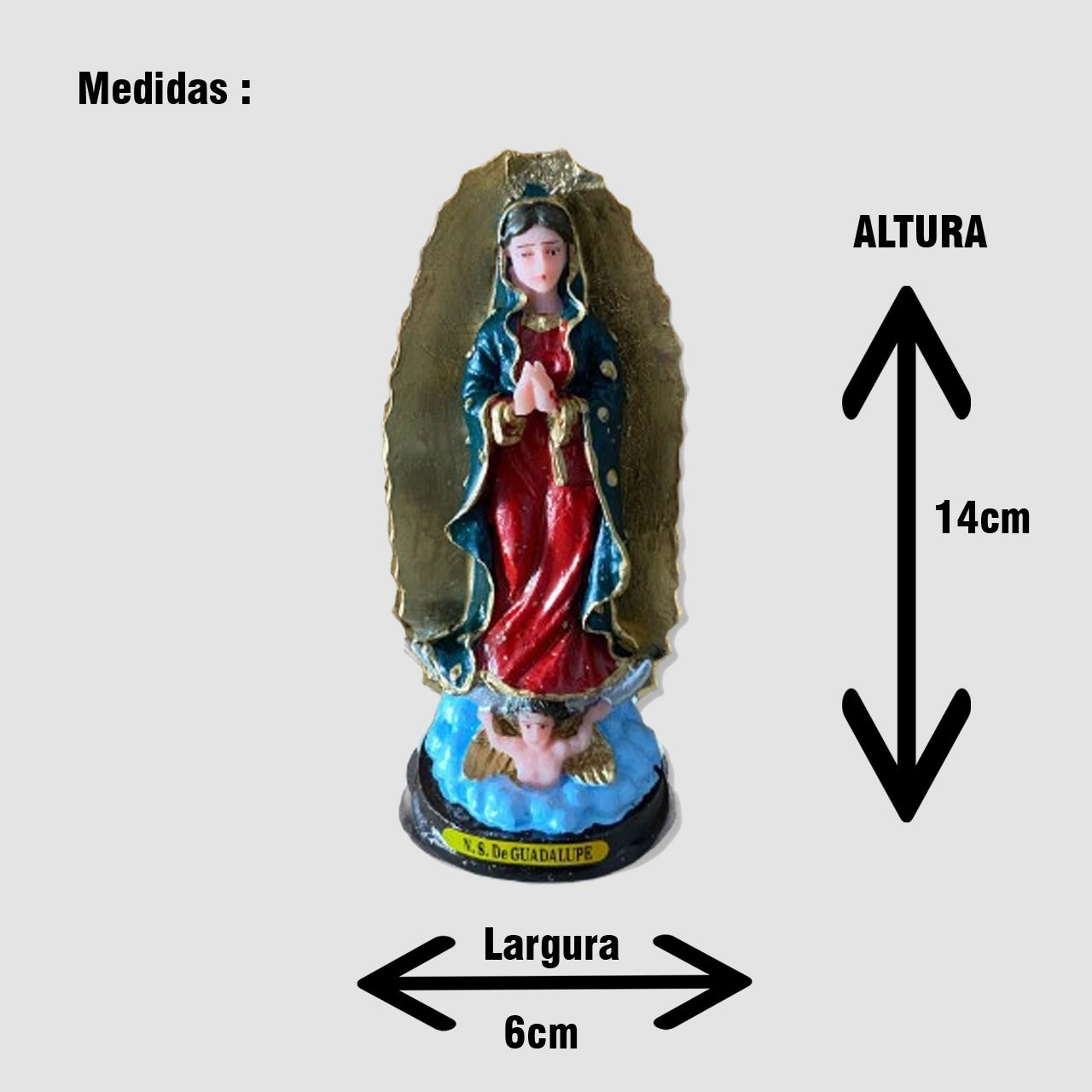 IMAGEM DE RESINA NACIONAL NOSSA SENHORA DE GUADALUPE 14CM (1 UNIDADE)