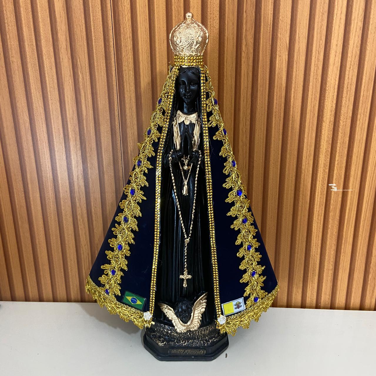 IMAGEM DE GESSO NOSSA SENHORA APARECIDA COM MANTO MOD2 45CM (1 UNIDADE)