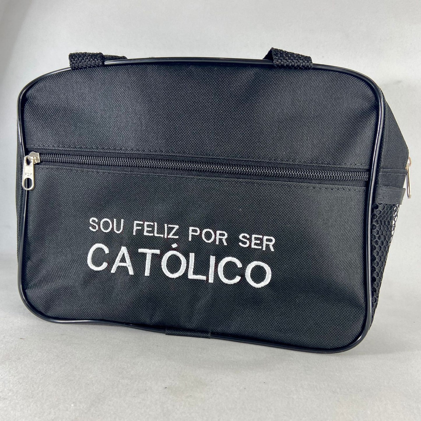 BOLSA PORTA BIBLIA SOU FELIZ POR SER CATÓLICO 20X25 (1 UNIDADE)