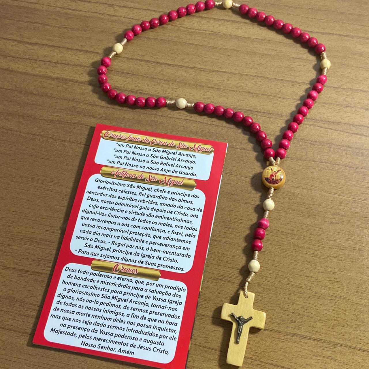 TERÇO DE MADEIRA SÃO MIGUEL ARCANJO 6MM MOD3 (3 UNIDADES)