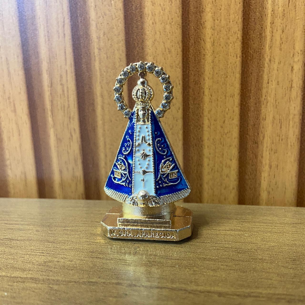 IMAGEM NOSSA SENHORA APARECIDA BRANCA AUREOLA COM STRASS PARA CARRO MOD6 5,4M (12 UNIDADES)