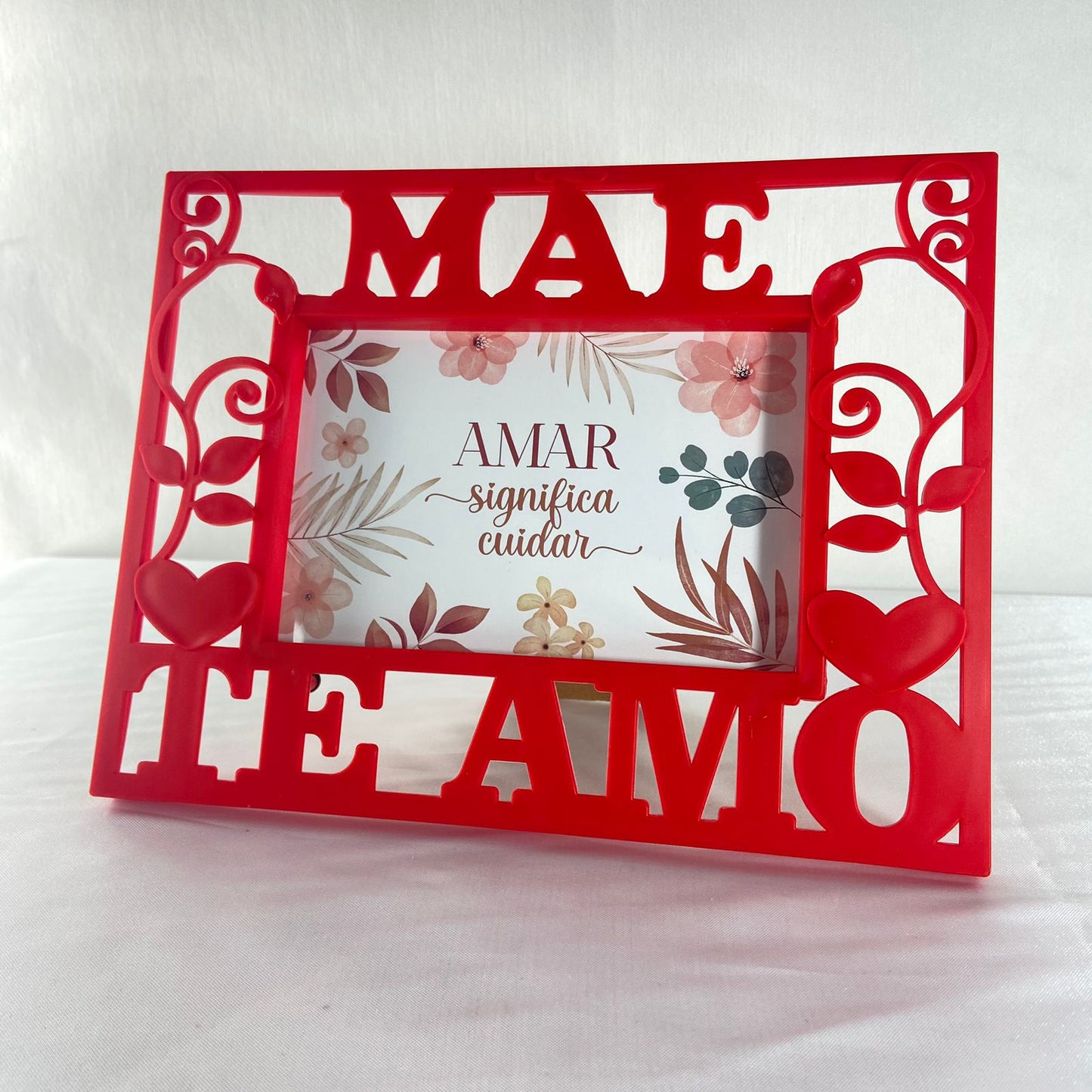 PORTA RETRATO MÃE TE AMO VERMELHO (1 UNIDADE)
