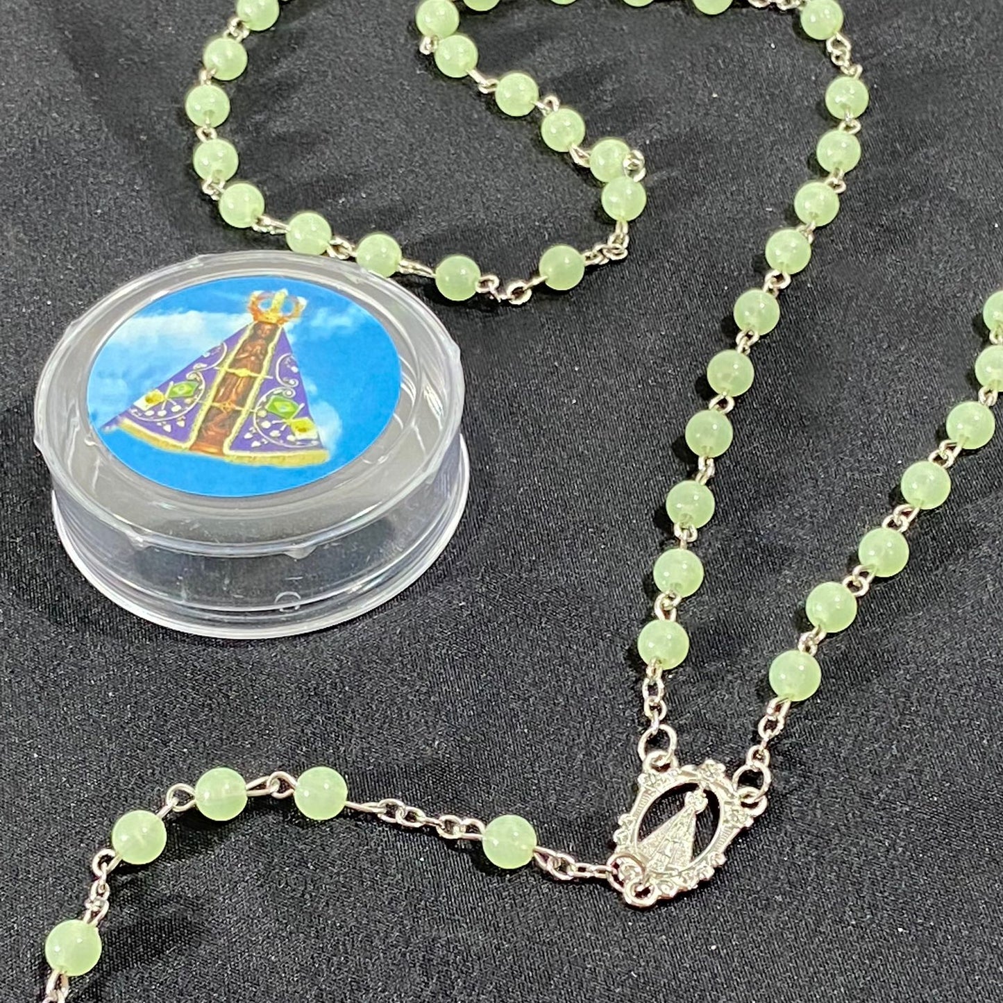 TERÇO FLUORESCENTE NOSSA SENHORA APARECIDA 6MM (6 UNIDADES)