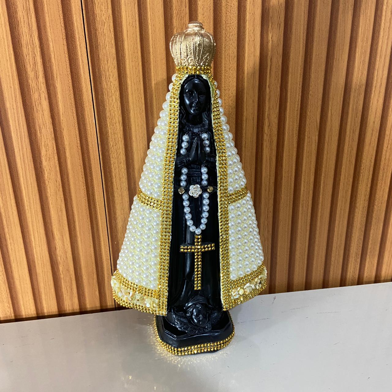 IMAGEM DE GESSO NOSSA SENHORA APARECIDA PÉROLA 31CM (1 UNIDADE)