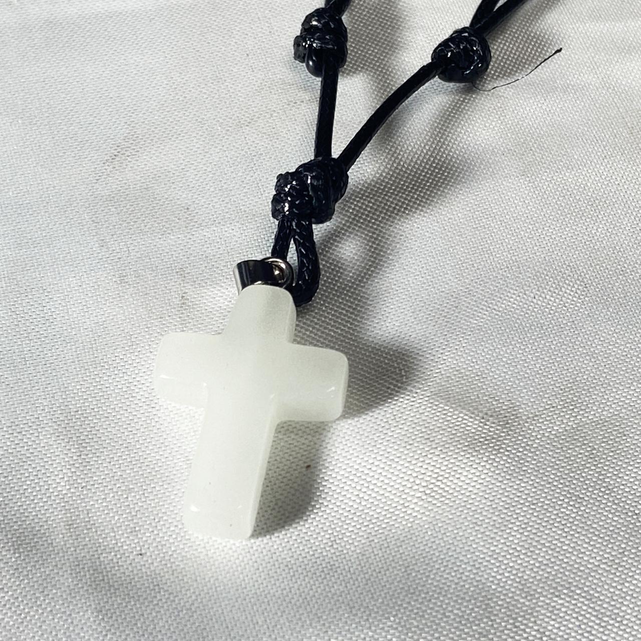 CORDÃO ENCERADO REGULÁVEL CRUZ DE VIDRO FLUORESCENTE (6 UNIDADES)