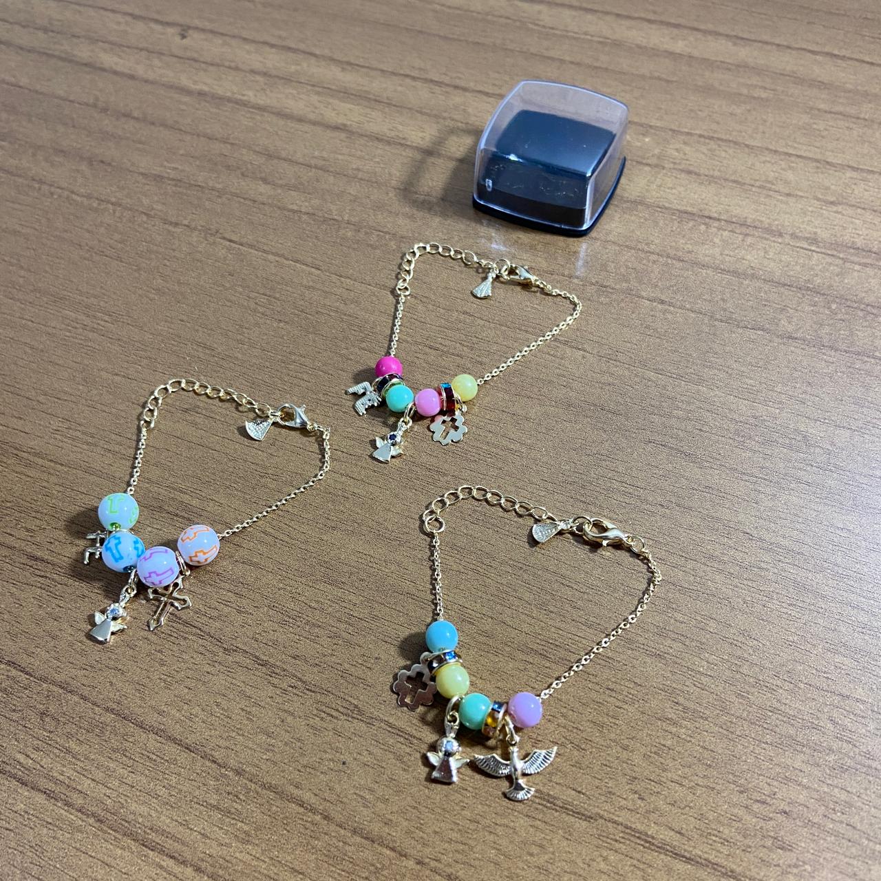 PULSEIRA INFANTIL DOURADA MODELOS SORTIDOS ANJINHO (3 UNIDADES)