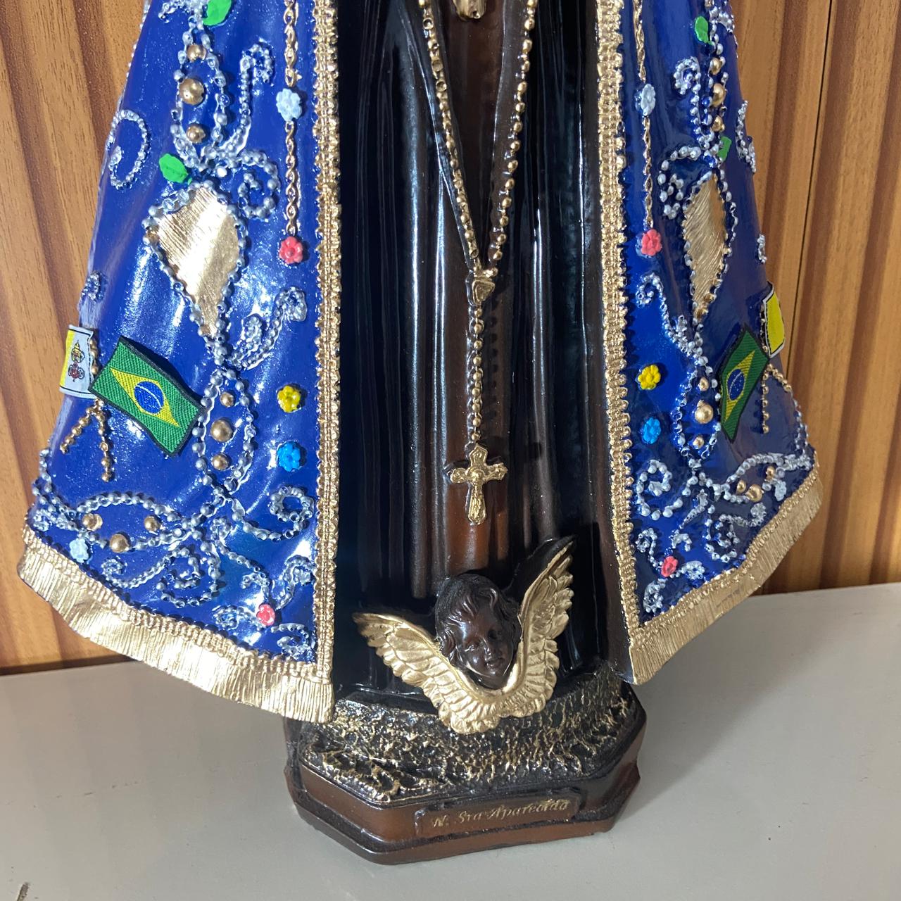 IMAGEM DE GESSO NOSSA SENHORA APARECIDA PINTADA 45CM (1 UNIDADE)