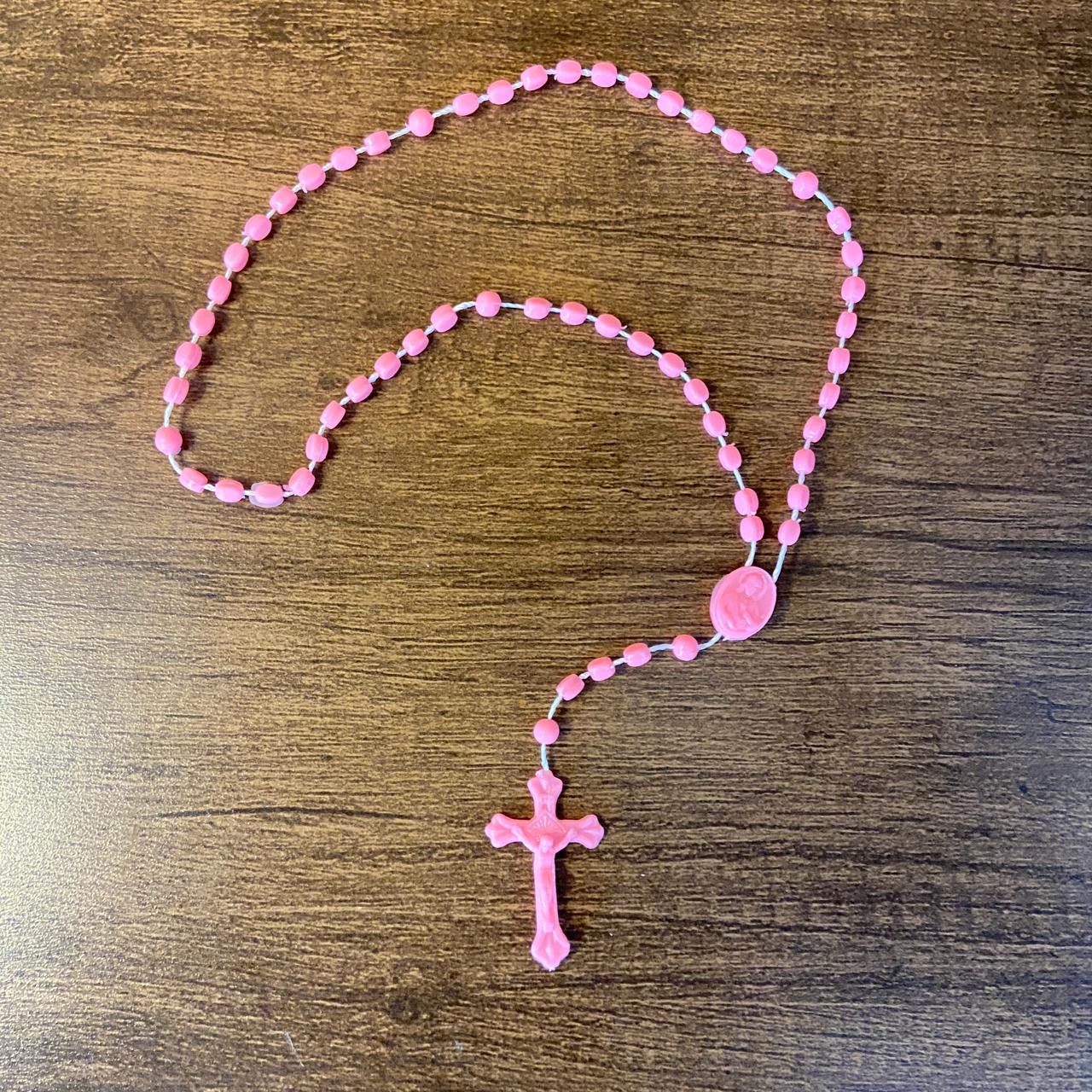 TERÇO ACRÍLICO P ROSA (12 UNIDADES)