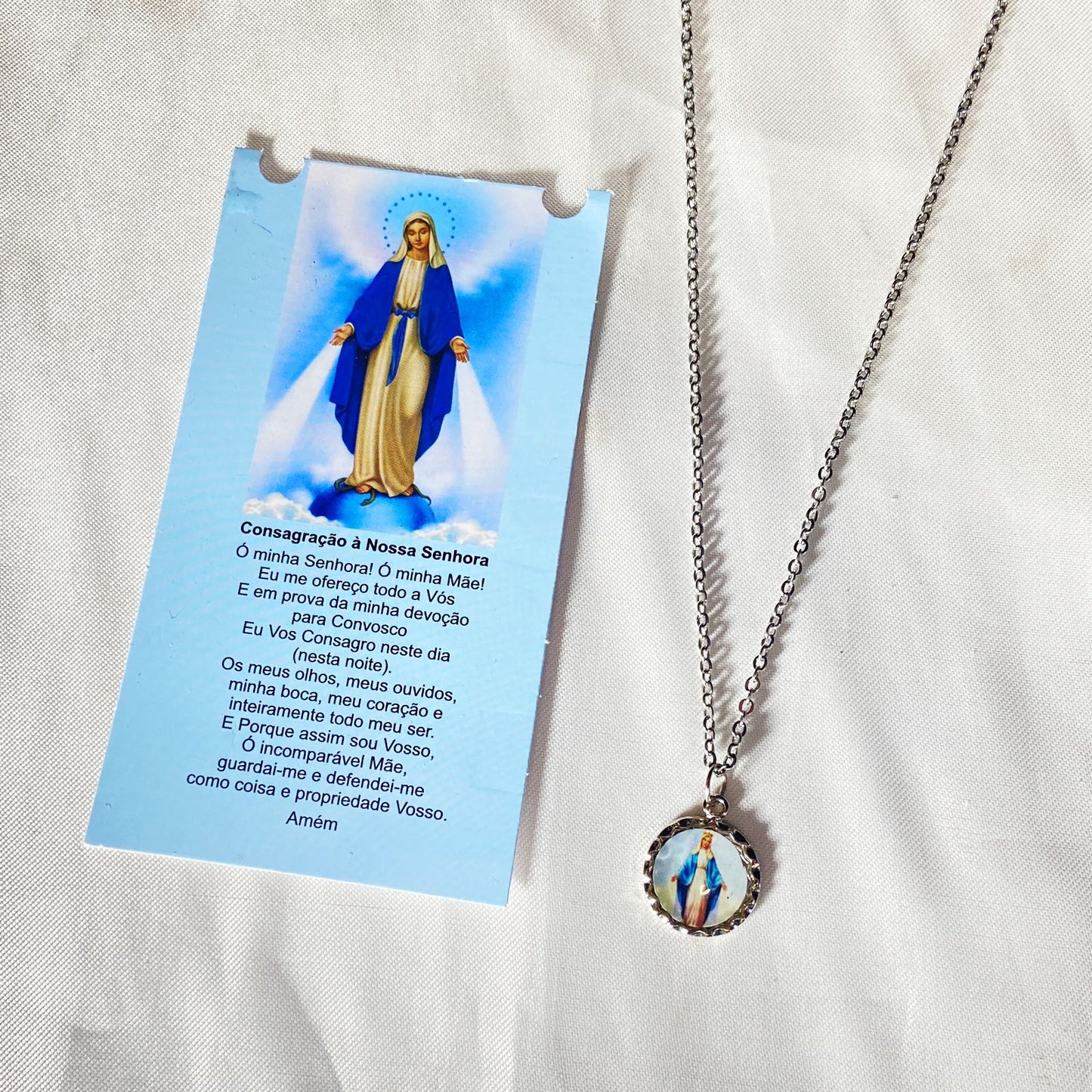 CORRENTE INOX COM MEDALHA RESINADA NOSSA SENHORA DAS GRAÇAS (3 UNIDADES)