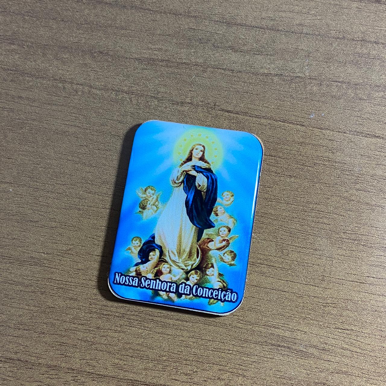 IMÃ MDF QUADRADO RESINADO NOSSA SENHORA IMACULADA CONCEIÇÃO (3 UNIDADES)