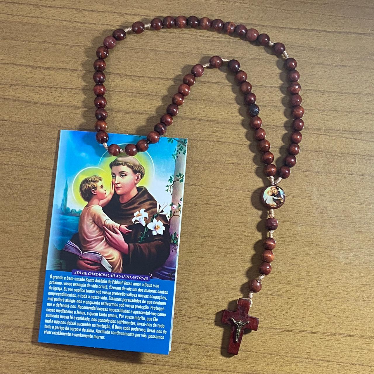 TERÇO DE MADEIRA SANTO ANTÔNIO 8MM MOD2 (3 UNIDADES)