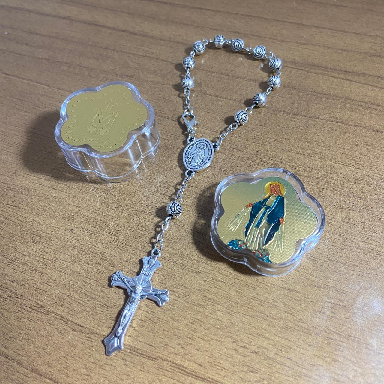 DEZENA DE METAL CONTA DE ROSAS NOSSA SENHORA DAS GRAÇAS 06MM (6 UNIDADES)