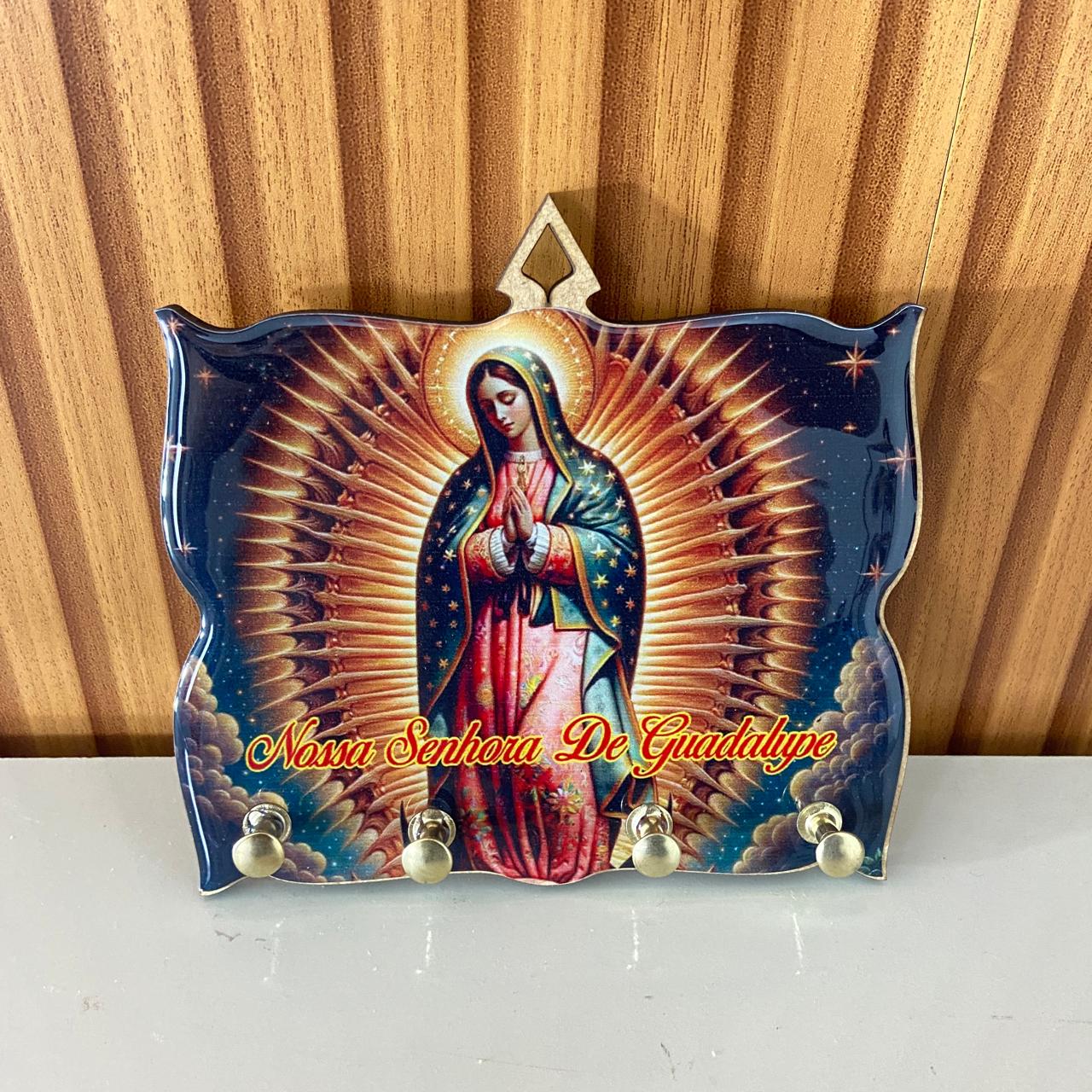 PORTA CHAVE RESINADO NOSSA SENHORA DE GUADALUPE 14CM (1 UNIDADE)