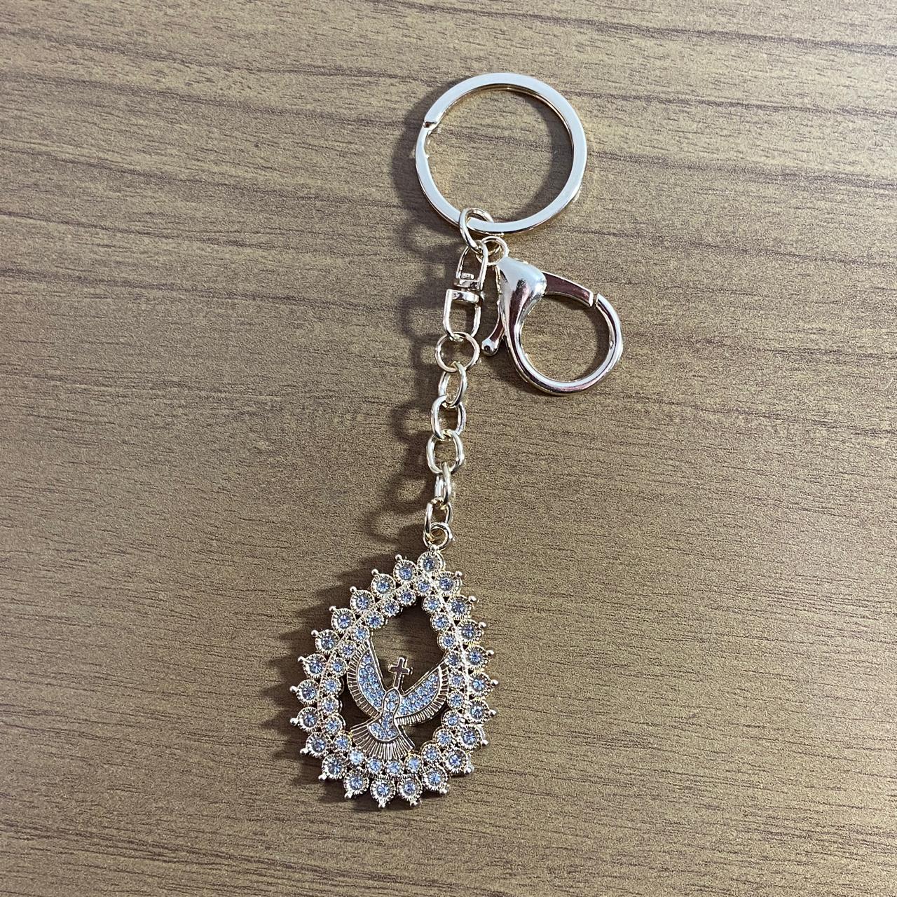 CHAVEIRO LUXO DIVINO ESPÍRITO SANTO GOTA COM STRASS (6 UNIDADES)