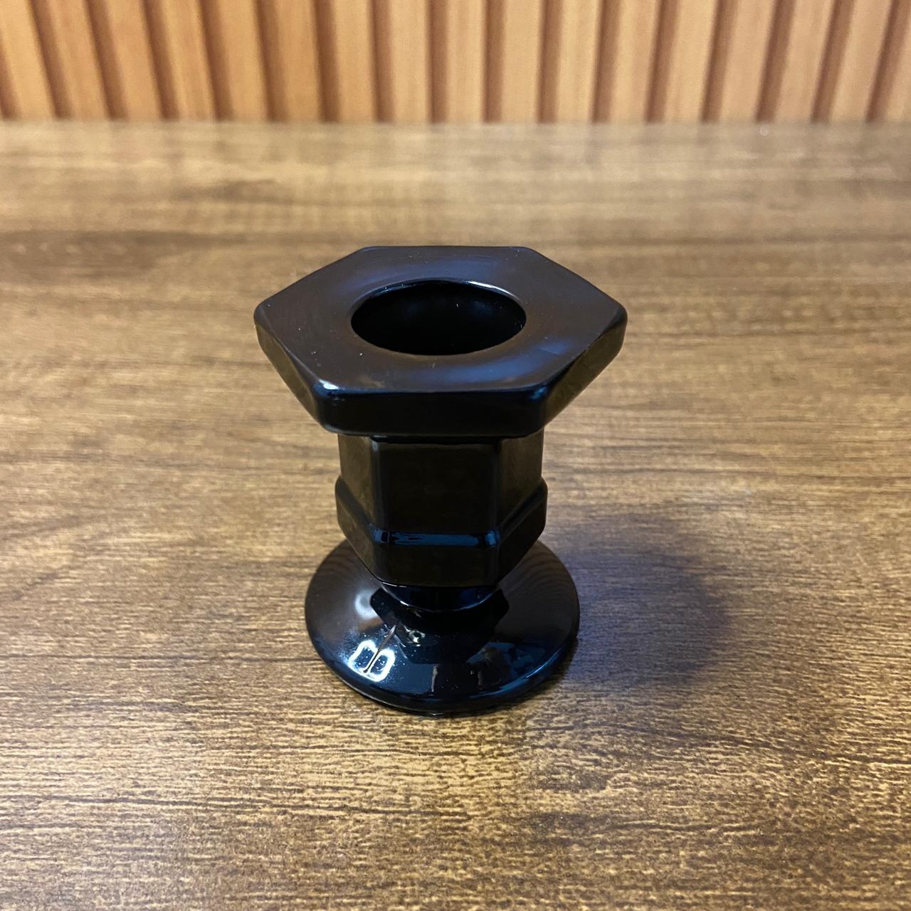 CASTIÇAL DE VIDRO PRETO 5,8CM (1 UNIDADE)