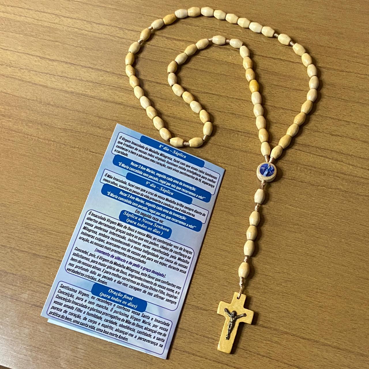 TERÇO DE MADEIRA NOSSA SENHORA DAS GRAÇAS MOD3 08MM (3 UNIDADES)