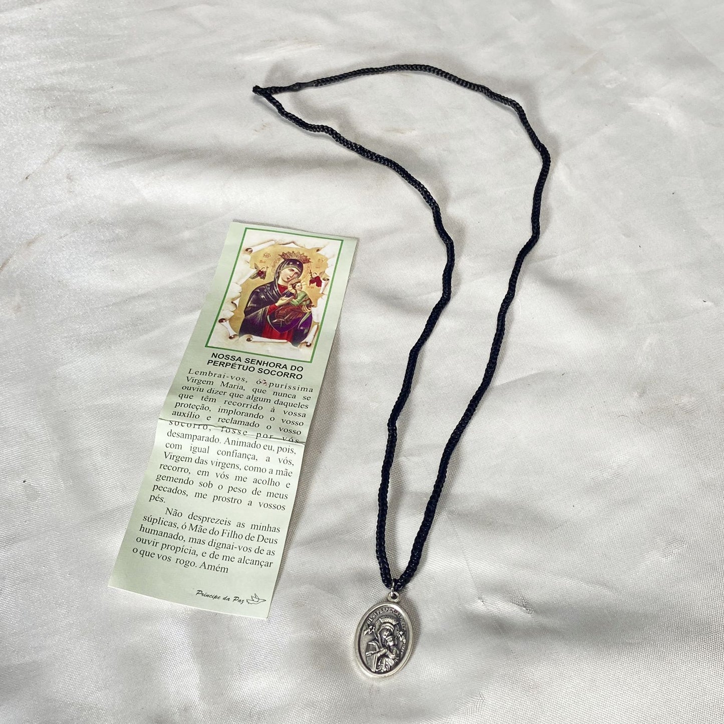 CORDÃO COM MEDALHA PRATA VELHA NOSSA SENHORA DO PERPÉTUO SOCORRO (1 UNIDADES)