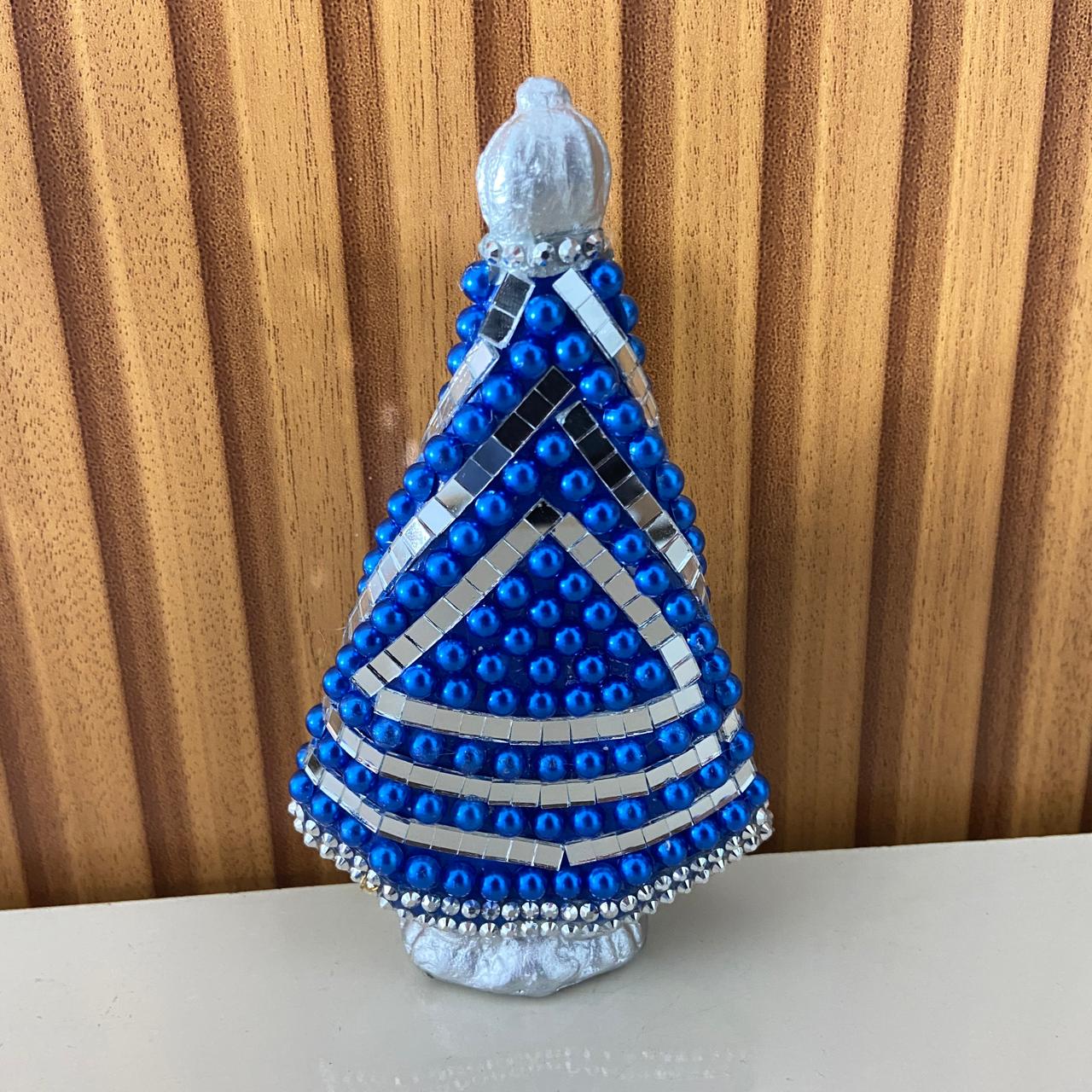 IMAGEM DE GESSO NOSSA SENHORA APARECIDA AZUL COM MANTO ESPELHADO 14CM (1 UNIDADE)