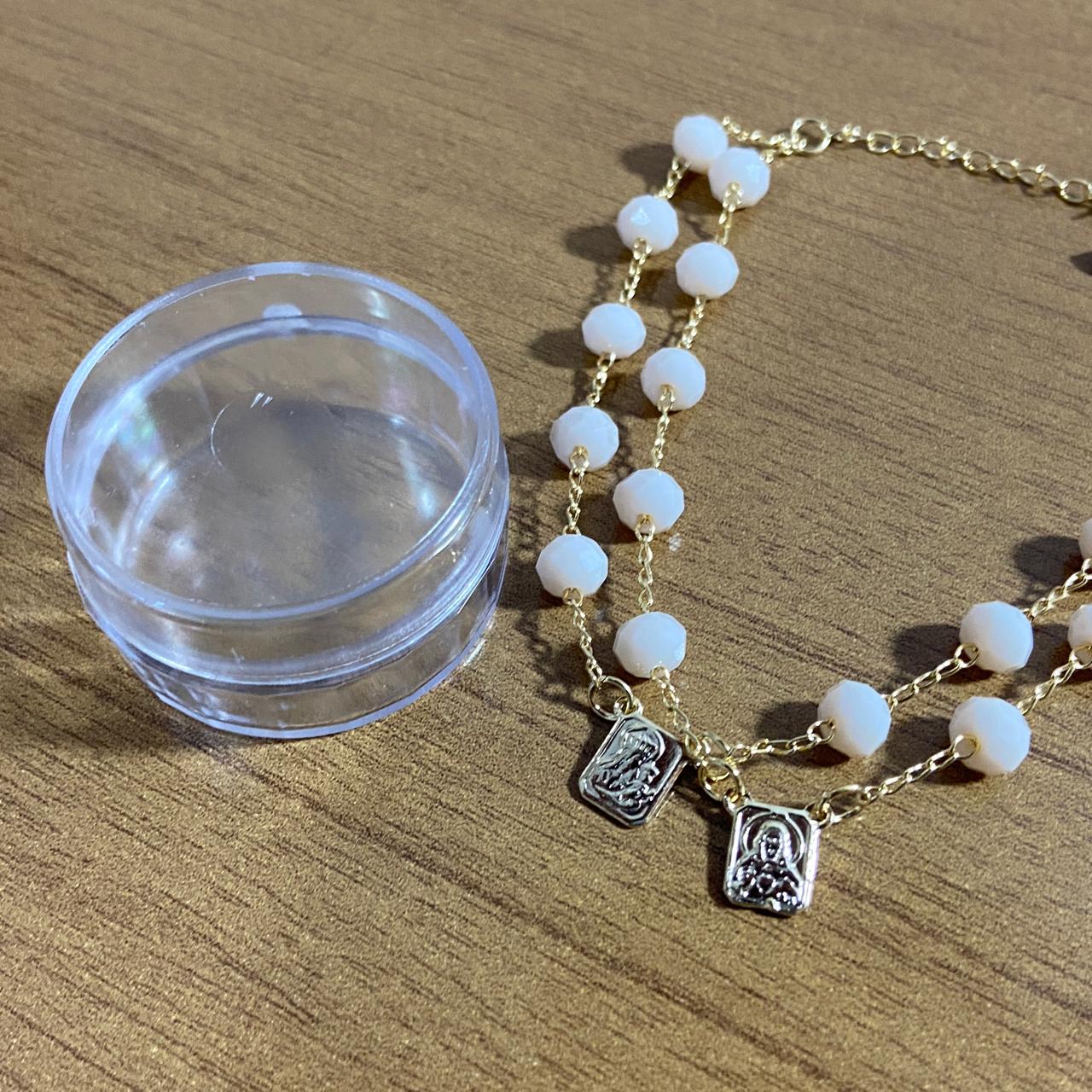 PULSEIRA ESCAPULARIO CRISTAL ROSÉ (3 UNIDADES)