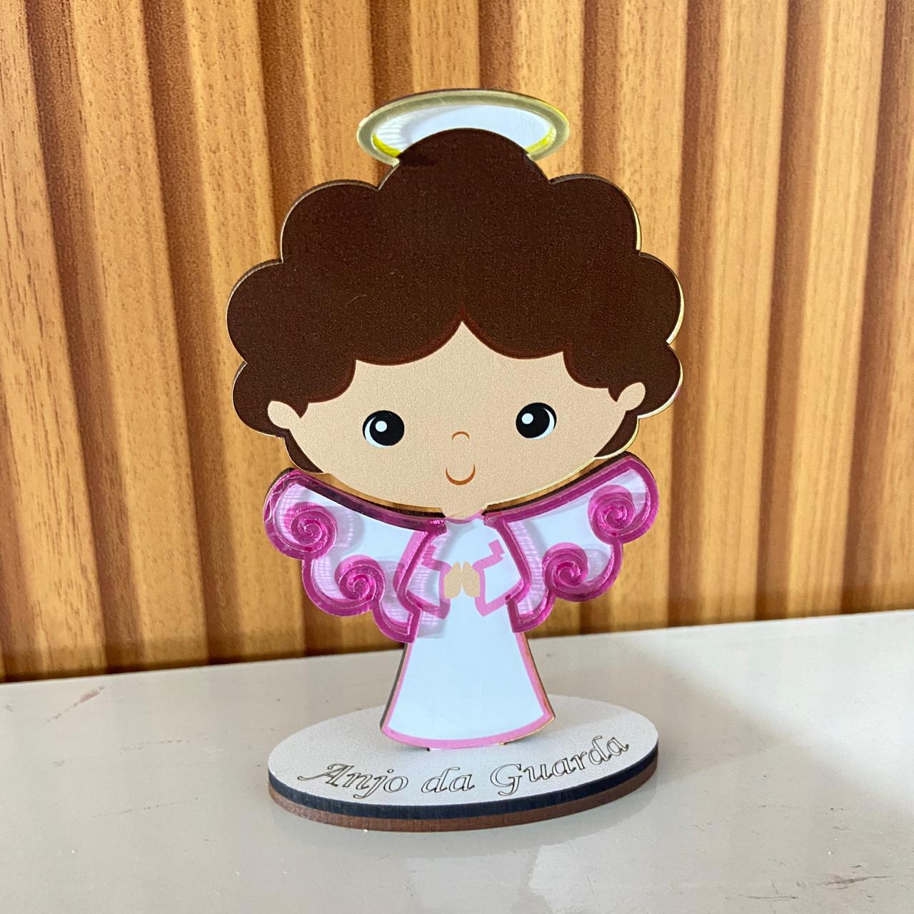 IMAGEM MDF INFANTIL COM ACRÍLICO ANJINHO DA GUARDA ROSA 12,5CM (1 UNIDADE)