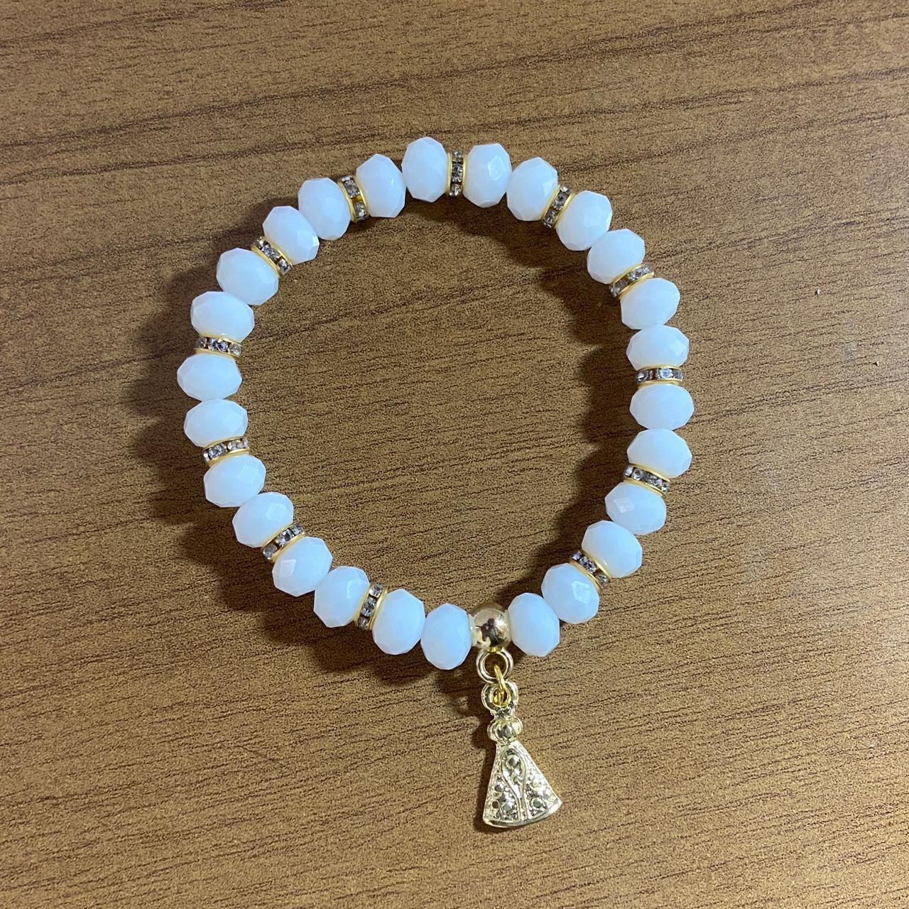 PULSEIRA CRISTAL BRANCA NOSSA SENHORA APARECIDA (06 UNIDADES)