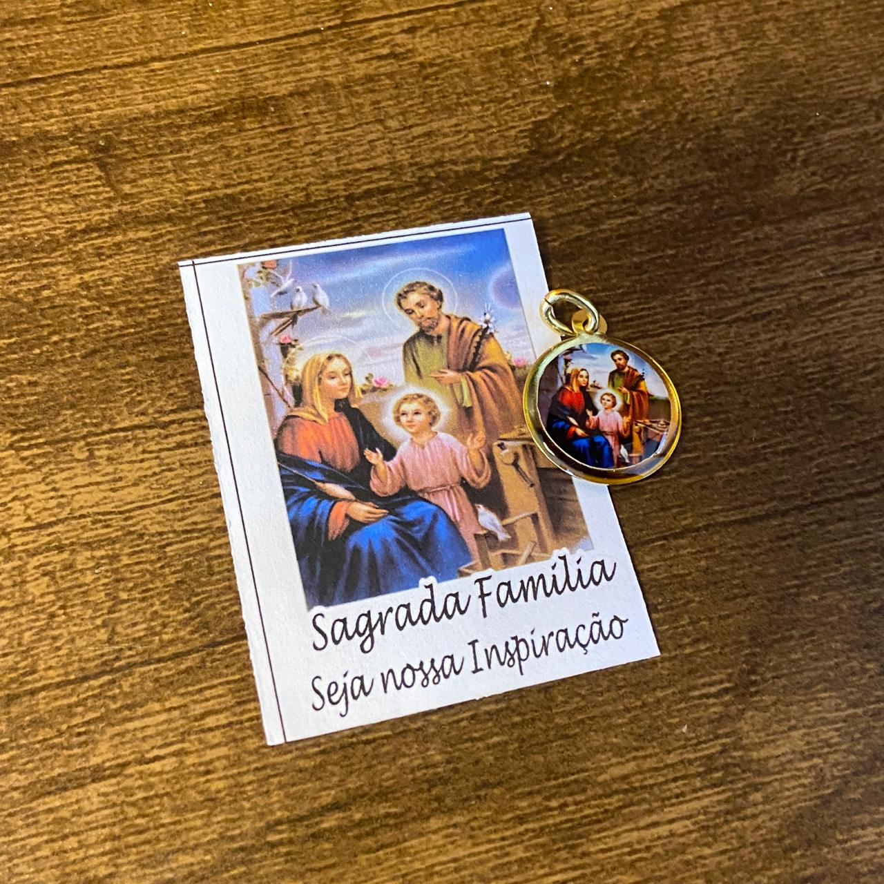 MEDALHA DUPLA FACE SAGRADA FAMÍLIA (12 UNIDADES)