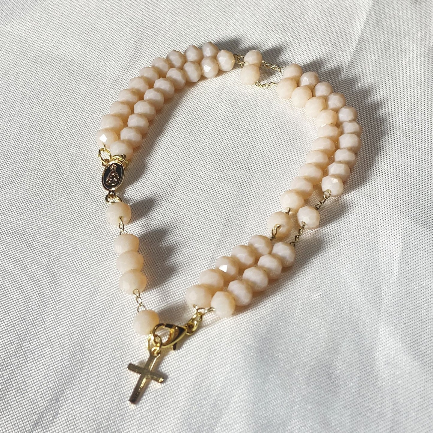 TERÇO PULSEIRA CRISTAL ROSÉ (3 UNIDADES)