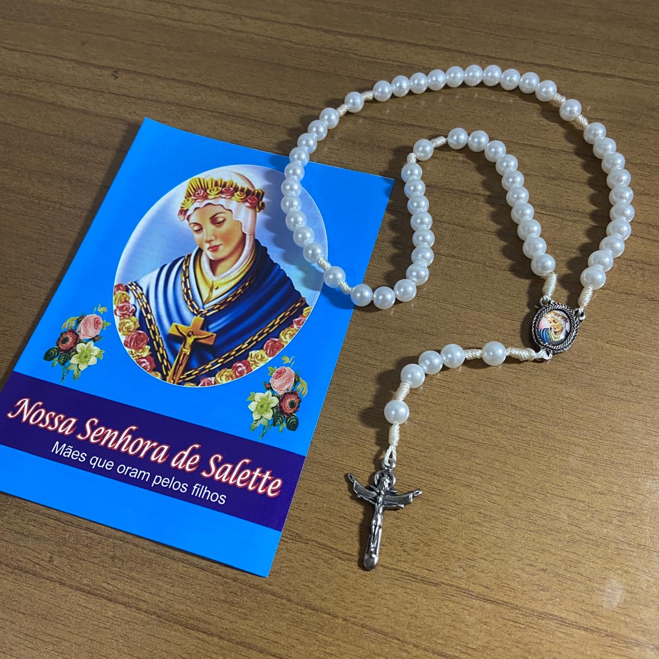 TERÇO PÉROLA NOSSA SENHORA DE SALETTE 8MM (1 UNIDADE)