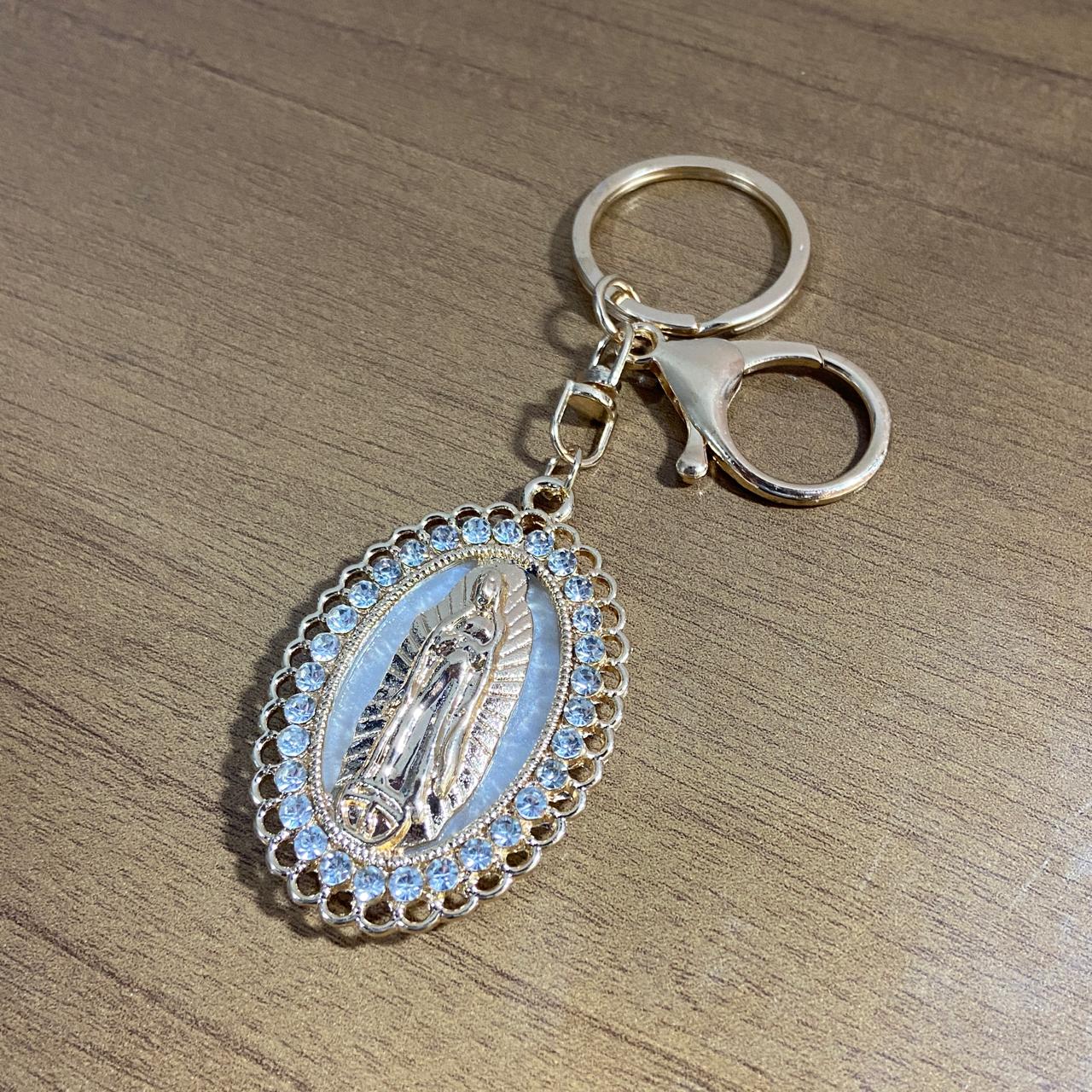 CHAVEIRO LUXO NOSSA SENHORA DE GUADALUPE MADREPÉROLA COM STRASS (6 UNIDADES)