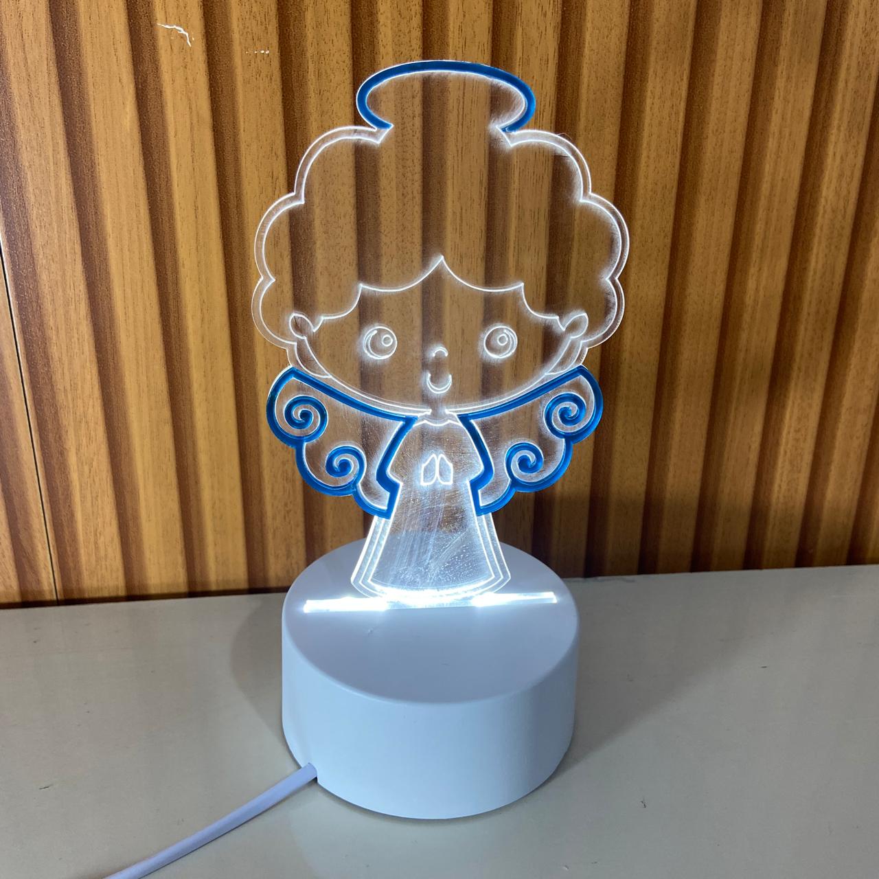 ABAJUR COM LED ANJINHO AZUL 20CM (1 UNIDADE)