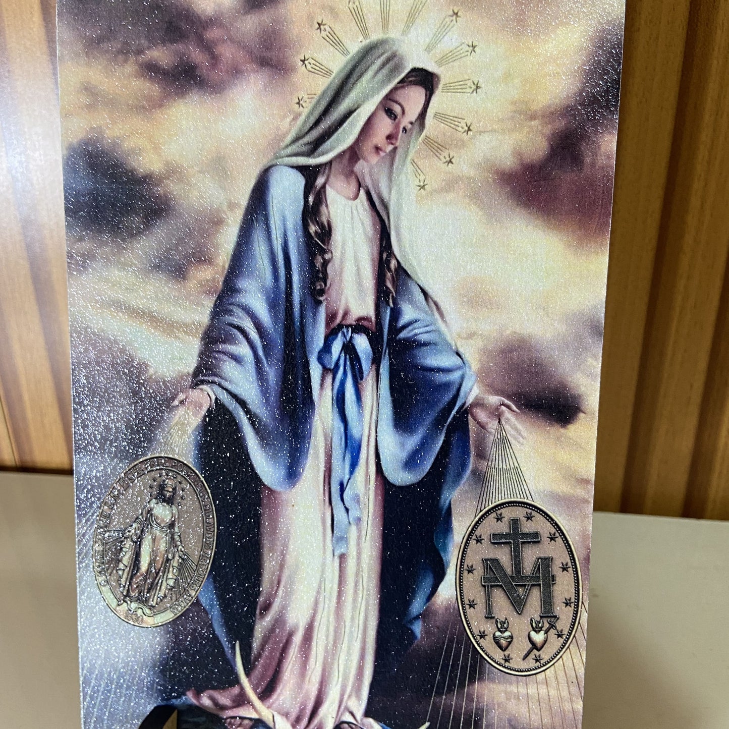 PLAQUINHA DE MESA MDF RESINADO NOSSA SENHORA DAS GRAÇAS 19CM x 13CM (1 UNIDADE)