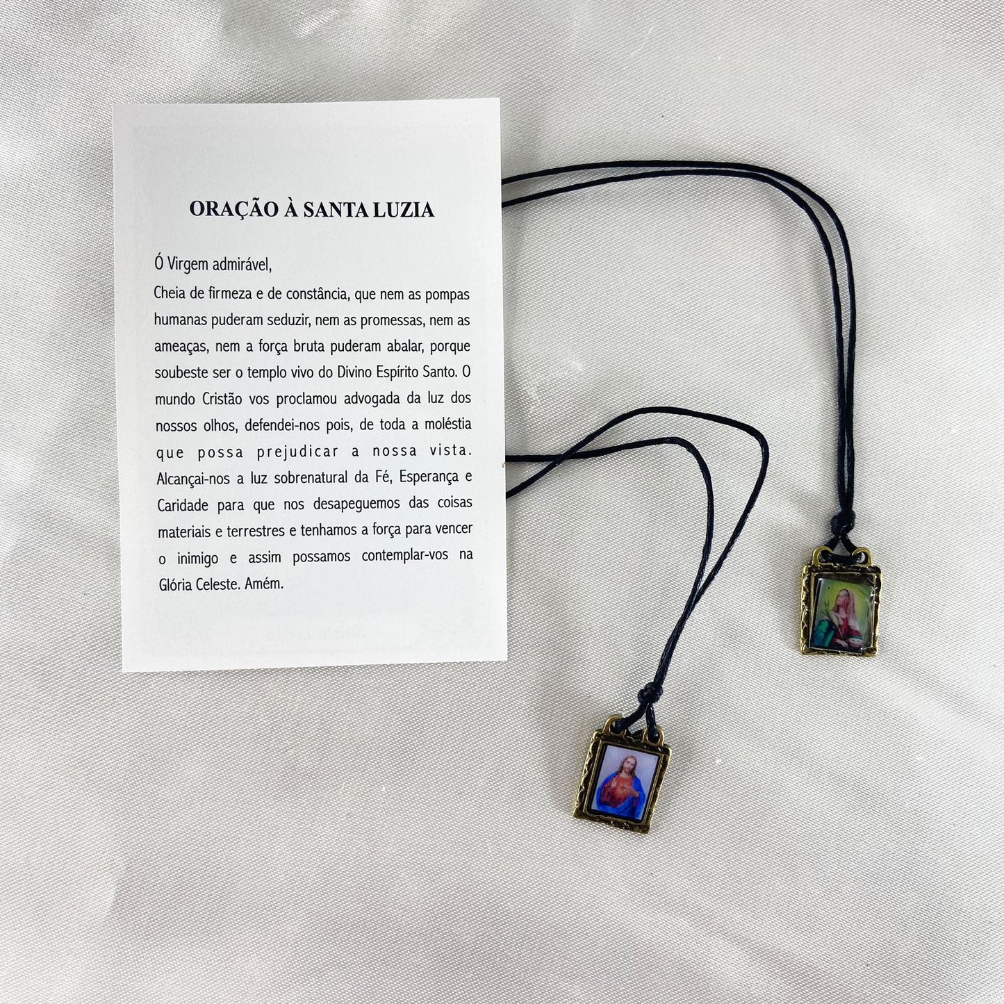 ESCAPULÁRIO DE COURO SANTA LUZIA (12 UNIDADES)