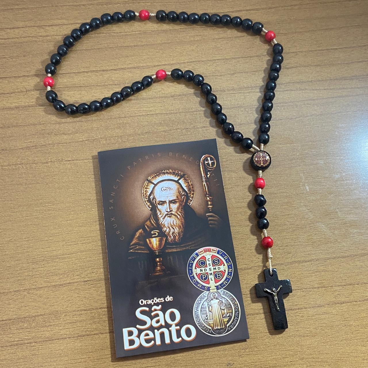 TERÇO DE MADEIRA SÃO BENTO PRETO MOD3 08MM (3 UNIDADES)