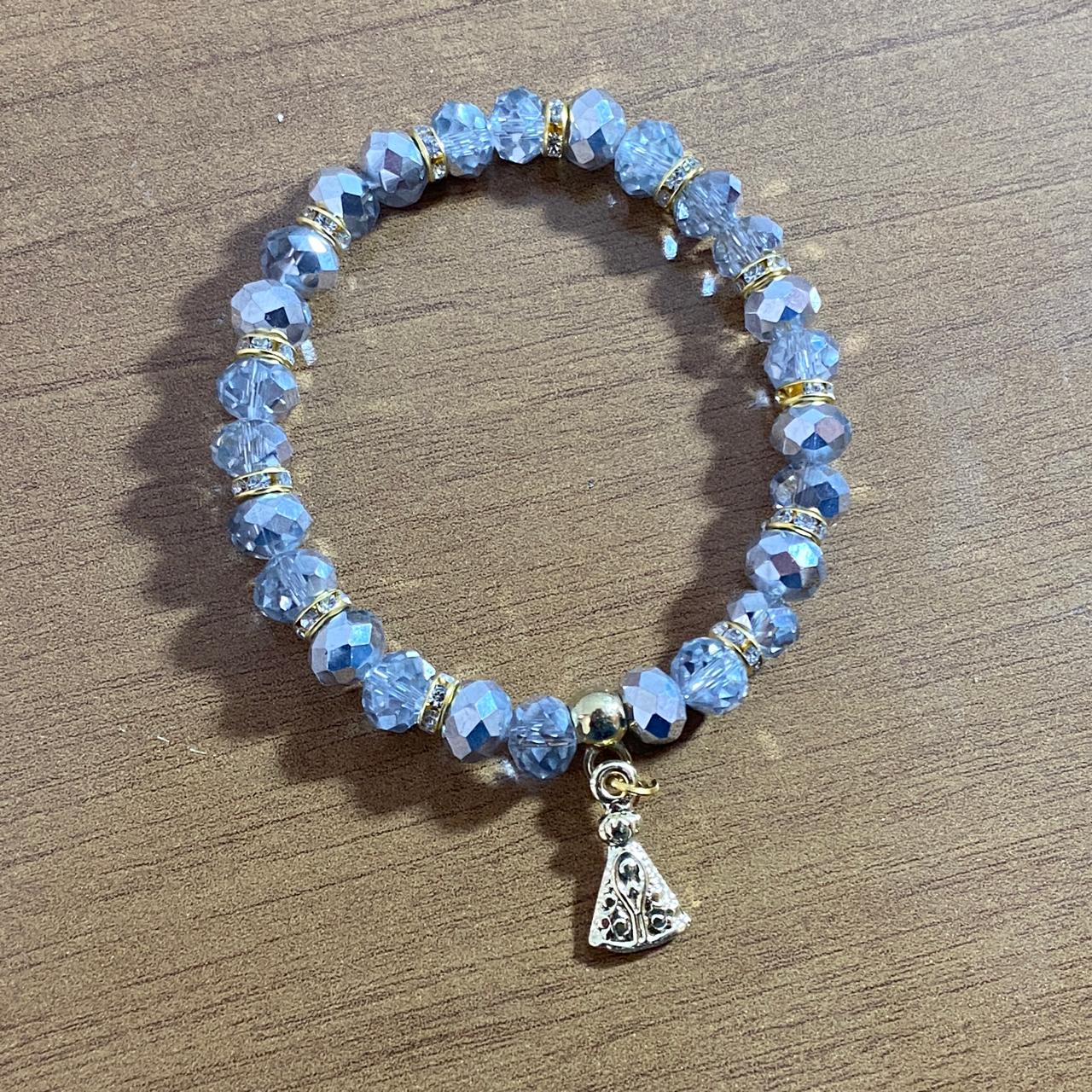 PULSEIRA CRISTAL PRATEADA NOSSA SENHORA APARECIDA (06 UNIDADES)