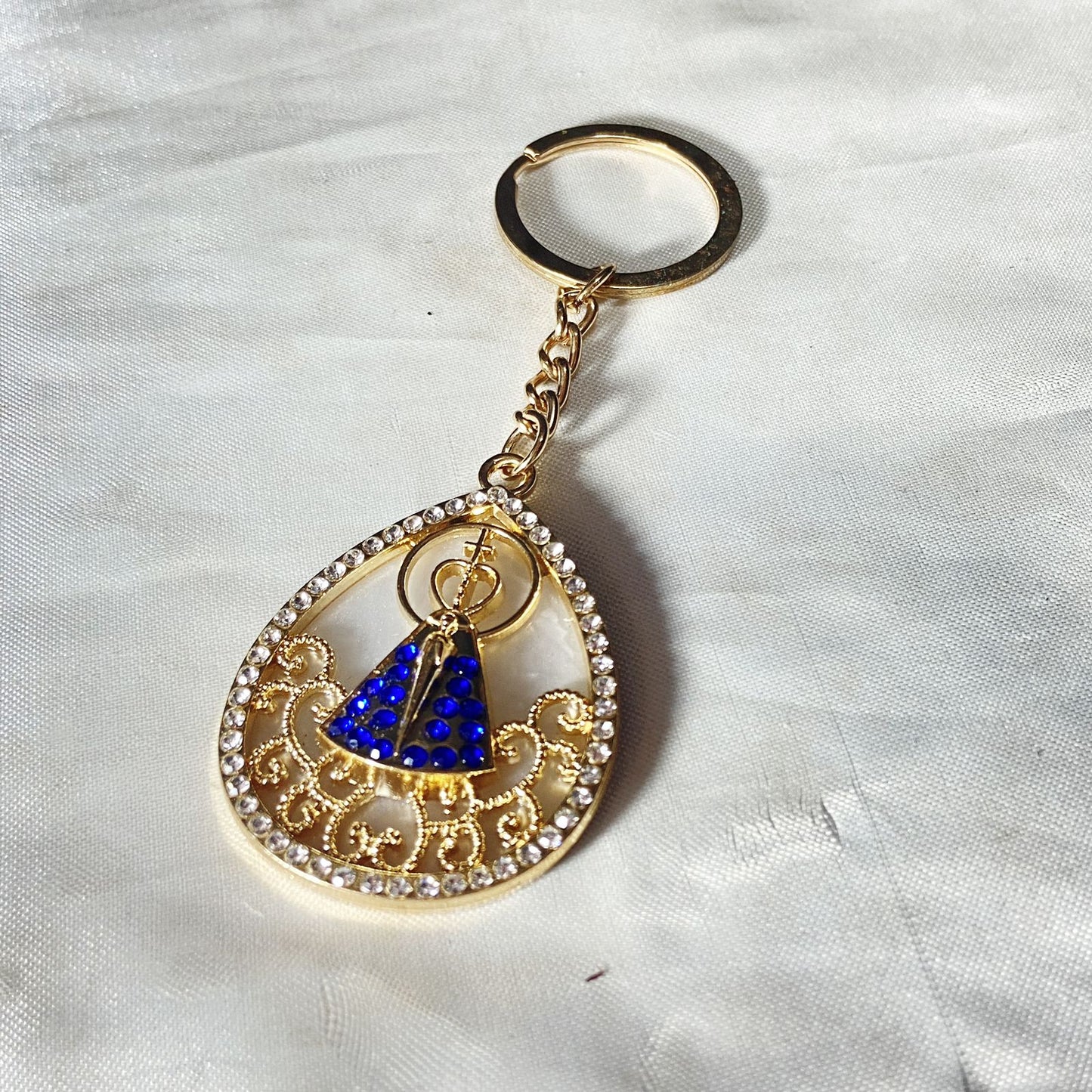 CHAVEIRO LUXO GOTA NOSSA SENHORA APARECIDA MADREPÉROLA (6 UNIDADES)