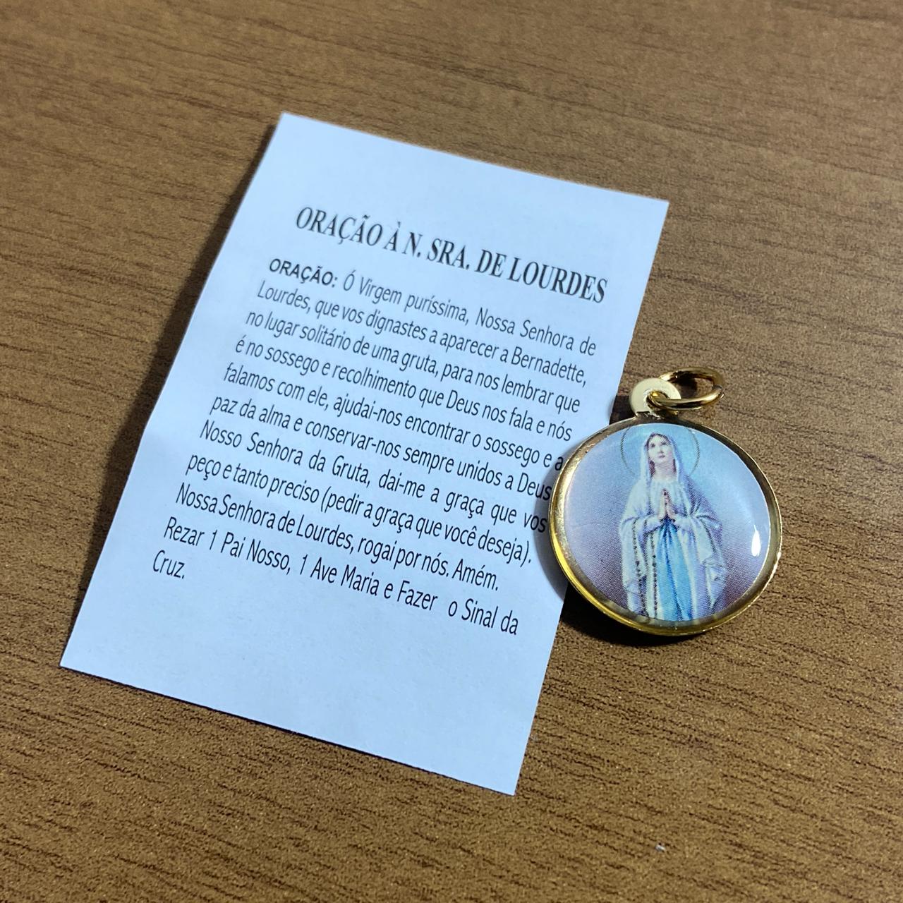 MEDALHA DUPLA FACE NOSSA SENHORA DE LOURDES (12 UNIDADES)