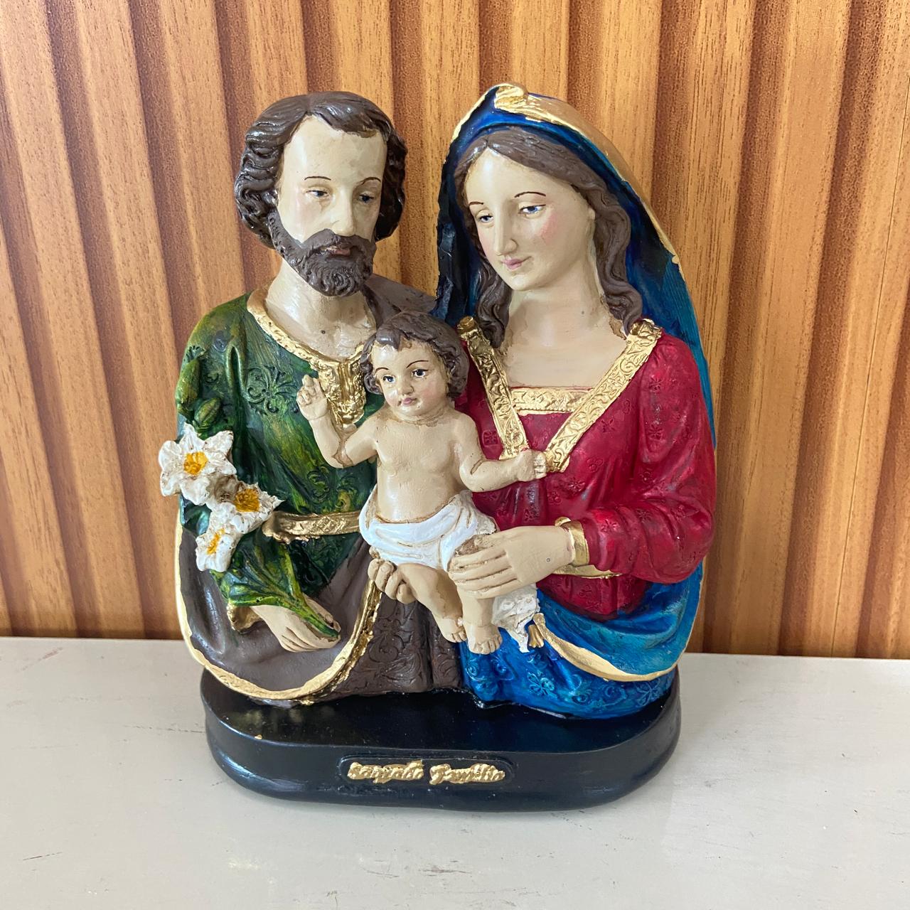 BUSTO DE GESSO SAGRADA FAMÍLIA MOD2 18CM (1 UNIDADE)