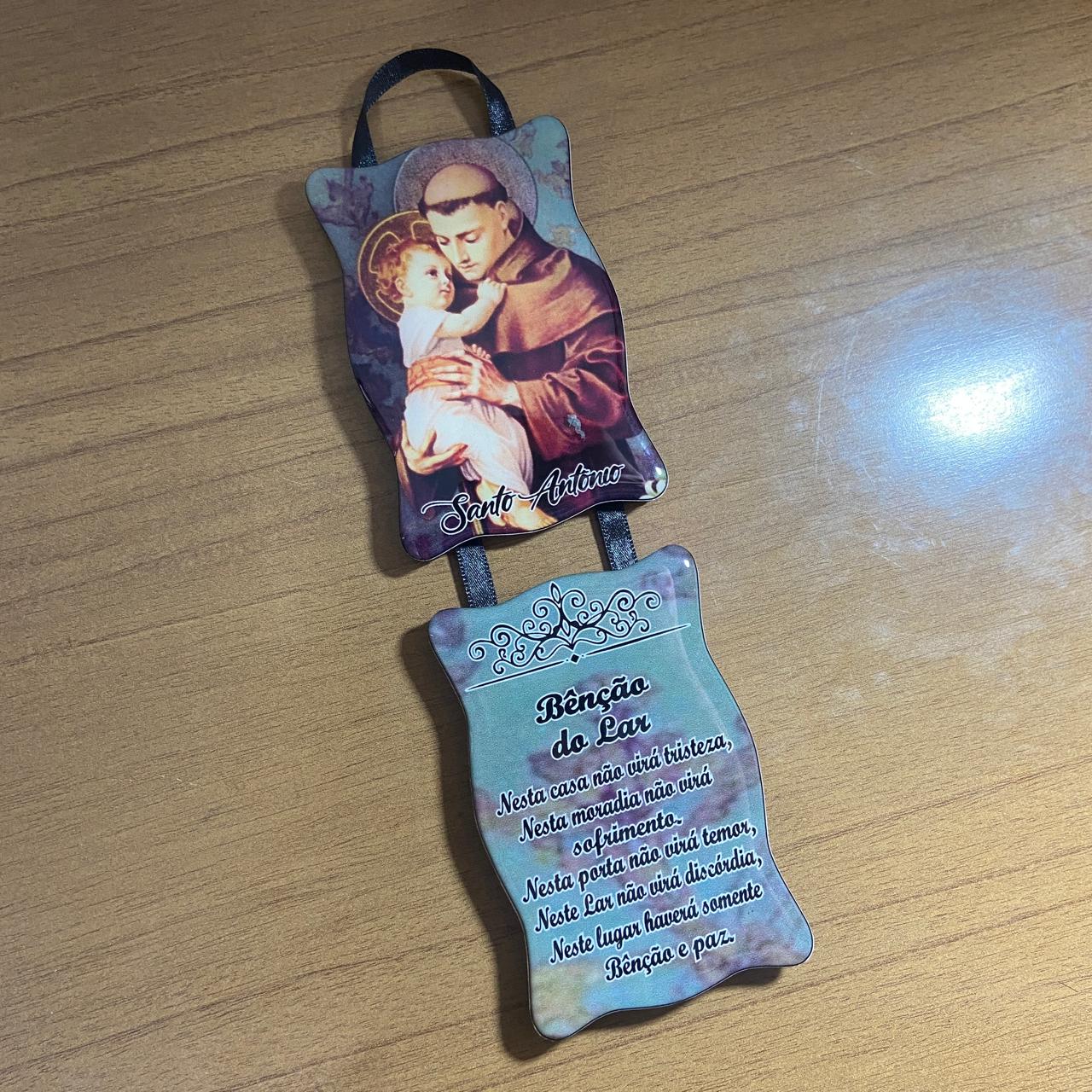 ADORNO DUPLO QUADRADO FITA SANTO ANTÔNIO (1 UNIDADE)