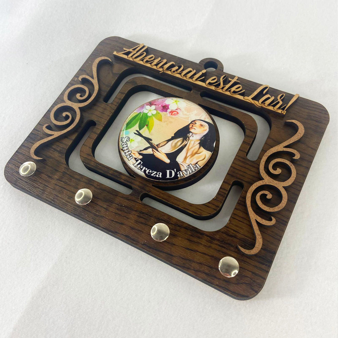 PORTA CHAVE VAZADO RESINADO SANTA TERESA D'AVILA 14CM (1 UNIDADE)