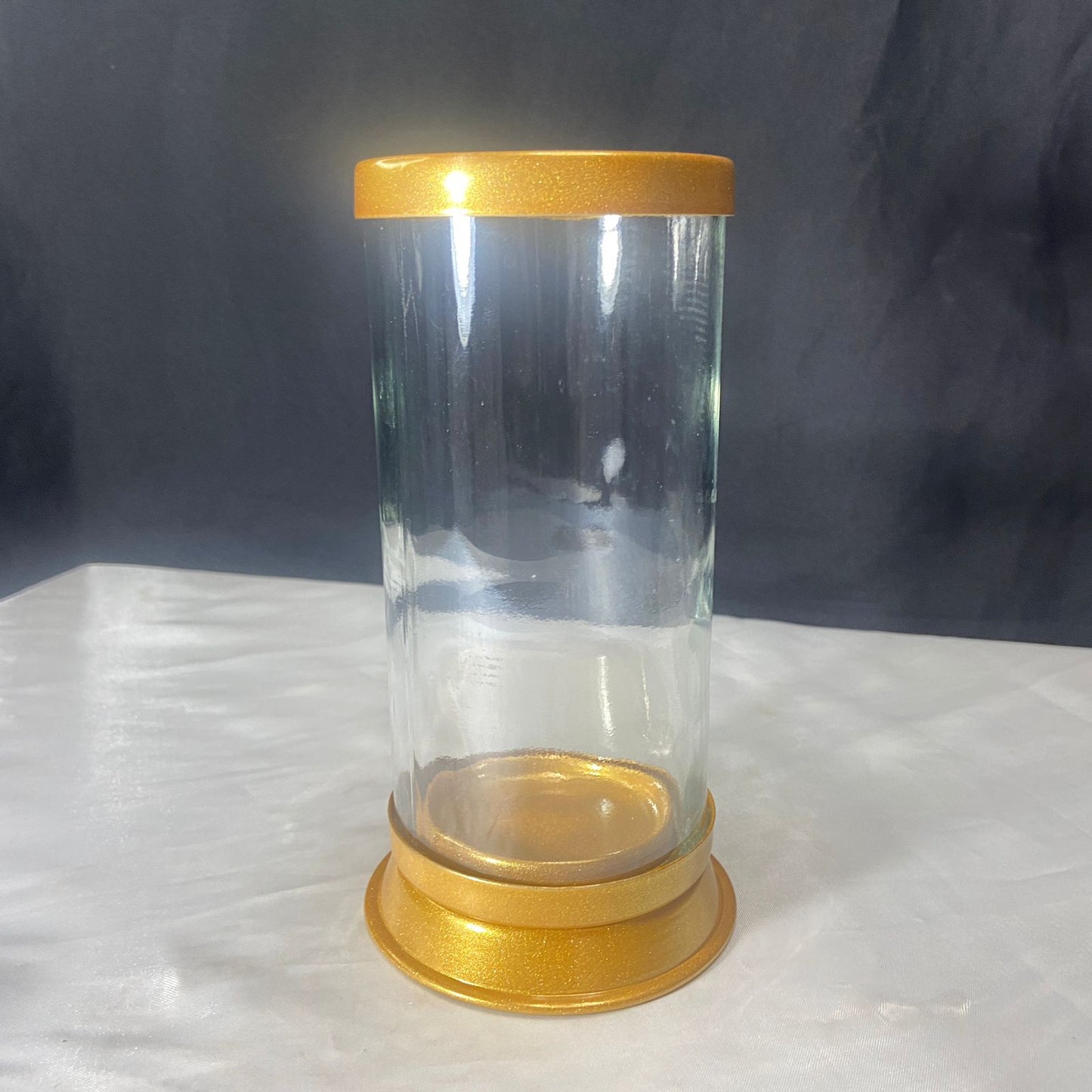 PORTA VELA DE VIDRO G DOURADO 18CM (1 UNIDADE)