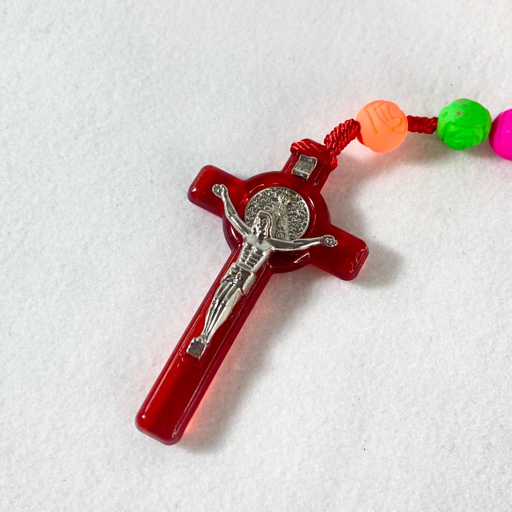 TERÇO CONTA DE ROSAS COLORIDAS 8MM (6 UNIDADES)